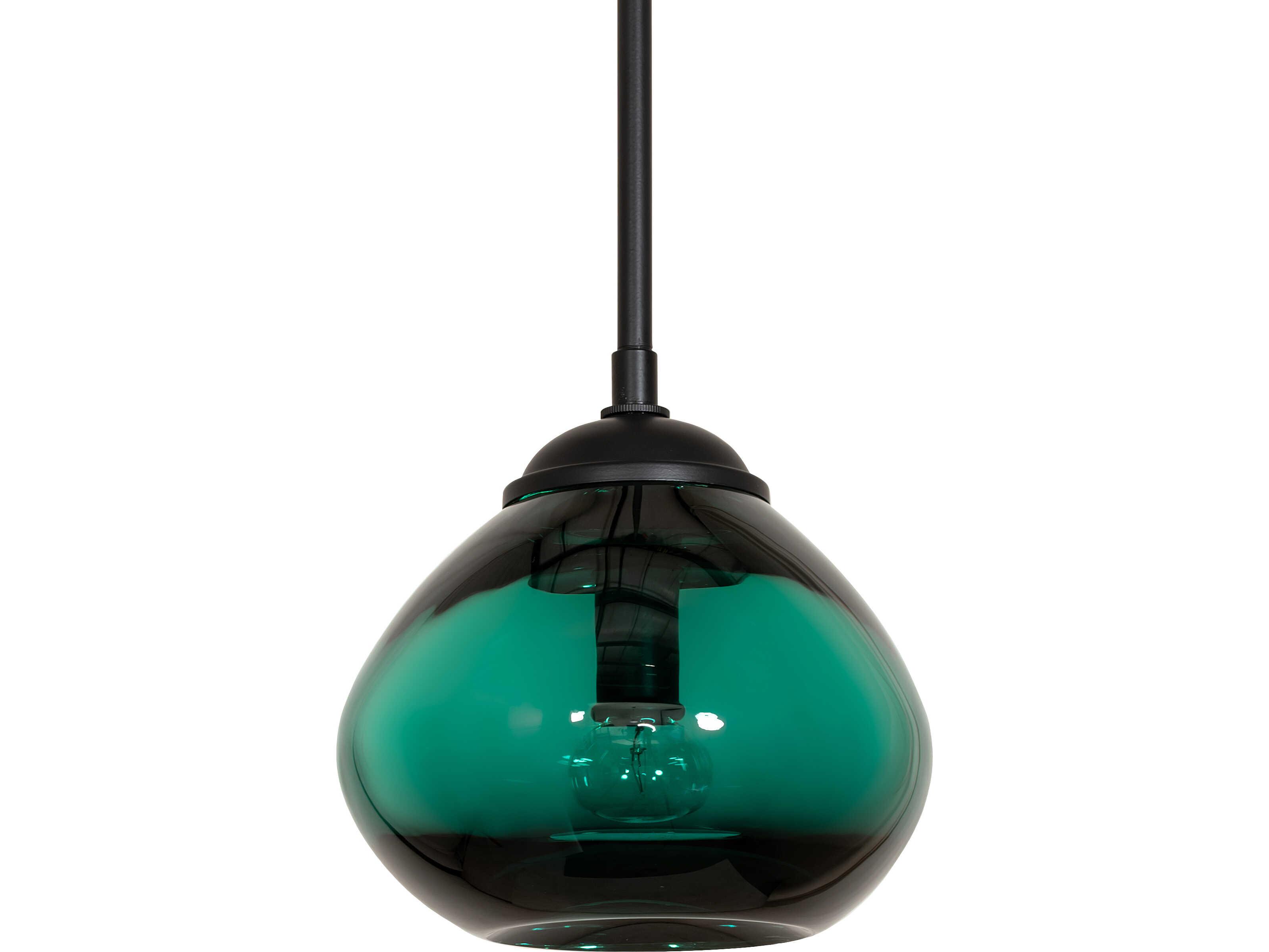 Meyda 1-Light Green Glass Black Traditional Mini Pendant