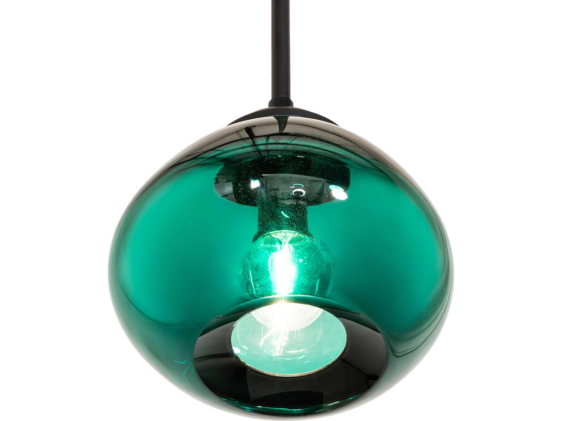 Meyda 1-Light Green Glass Black Traditional Mini Pendant
