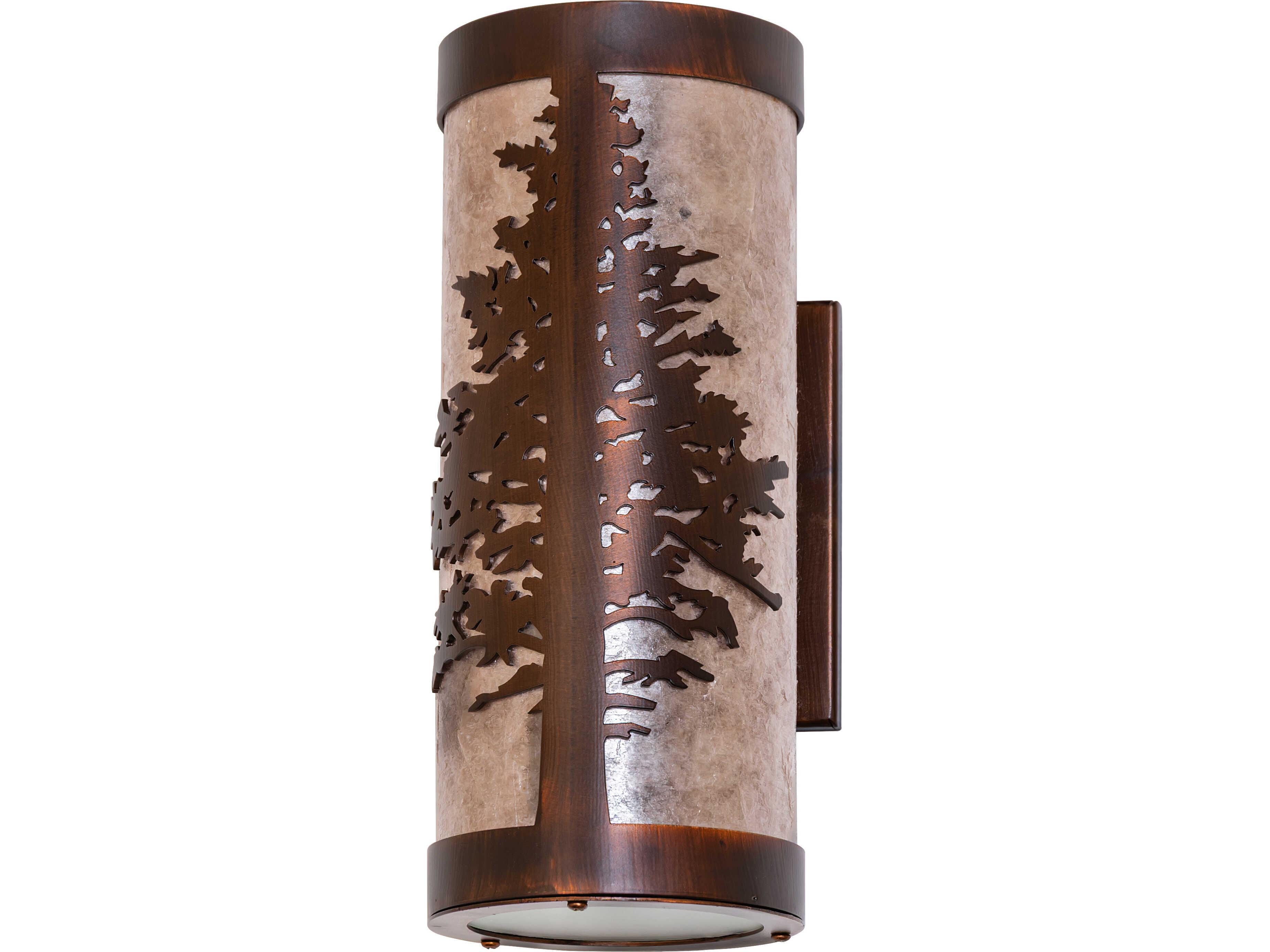 Meyda Tamarack 1-Light Silver Mica frosted Clear Glass Copper Wall Sconce