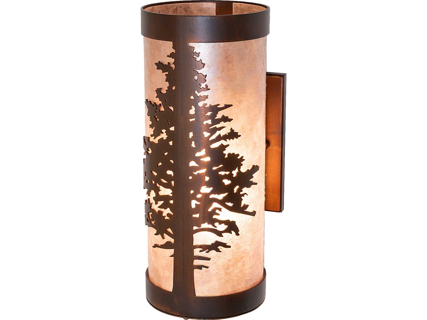 Meyda Tamarack 1-Light Silver Mica frosted Clear Glass Copper Wall Sconce
