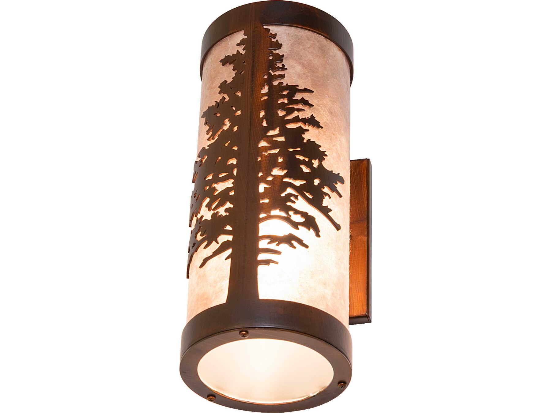 Meyda Tamarack 1-Light Silver Mica frosted Clear Glass Copper Wall Sconce