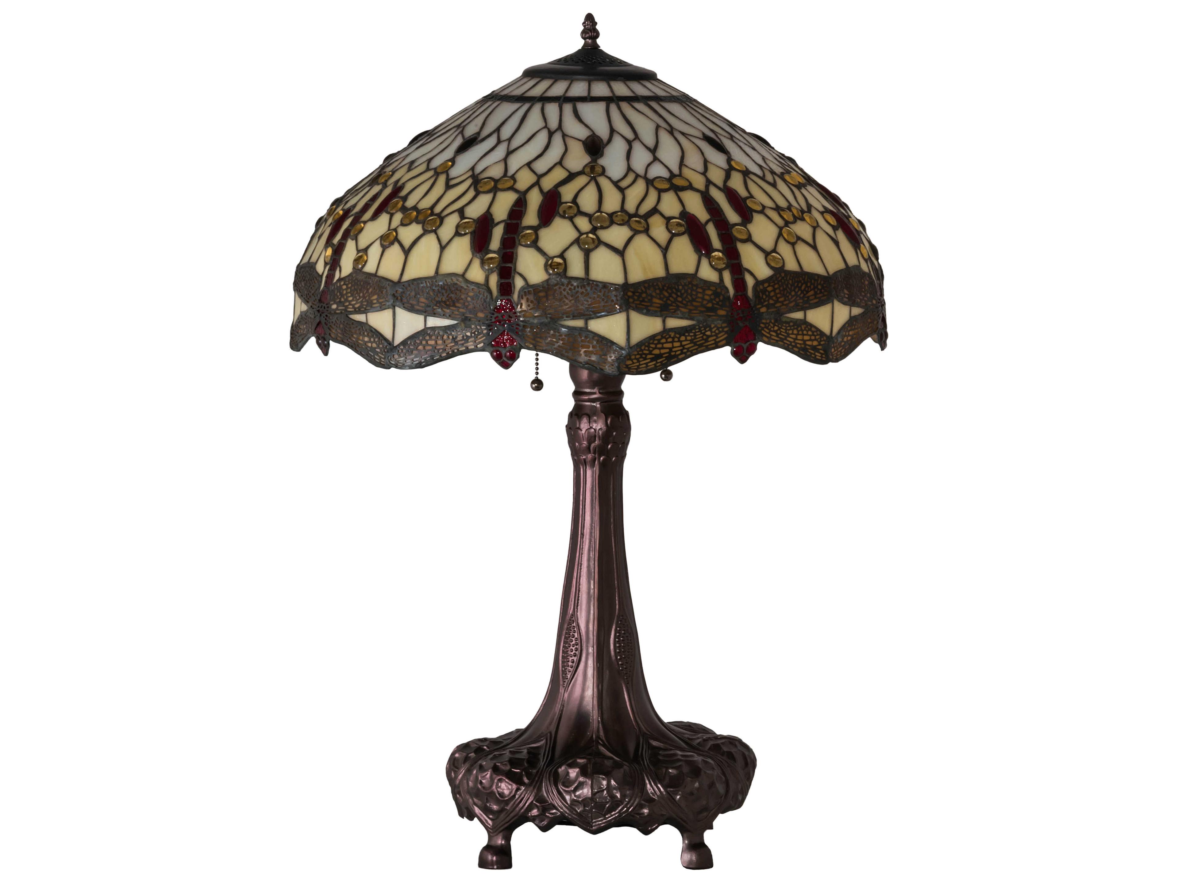 Meyda Tiffany Hanginghead Dragonfly Glass Mahogany Bronze Buffet Lamp