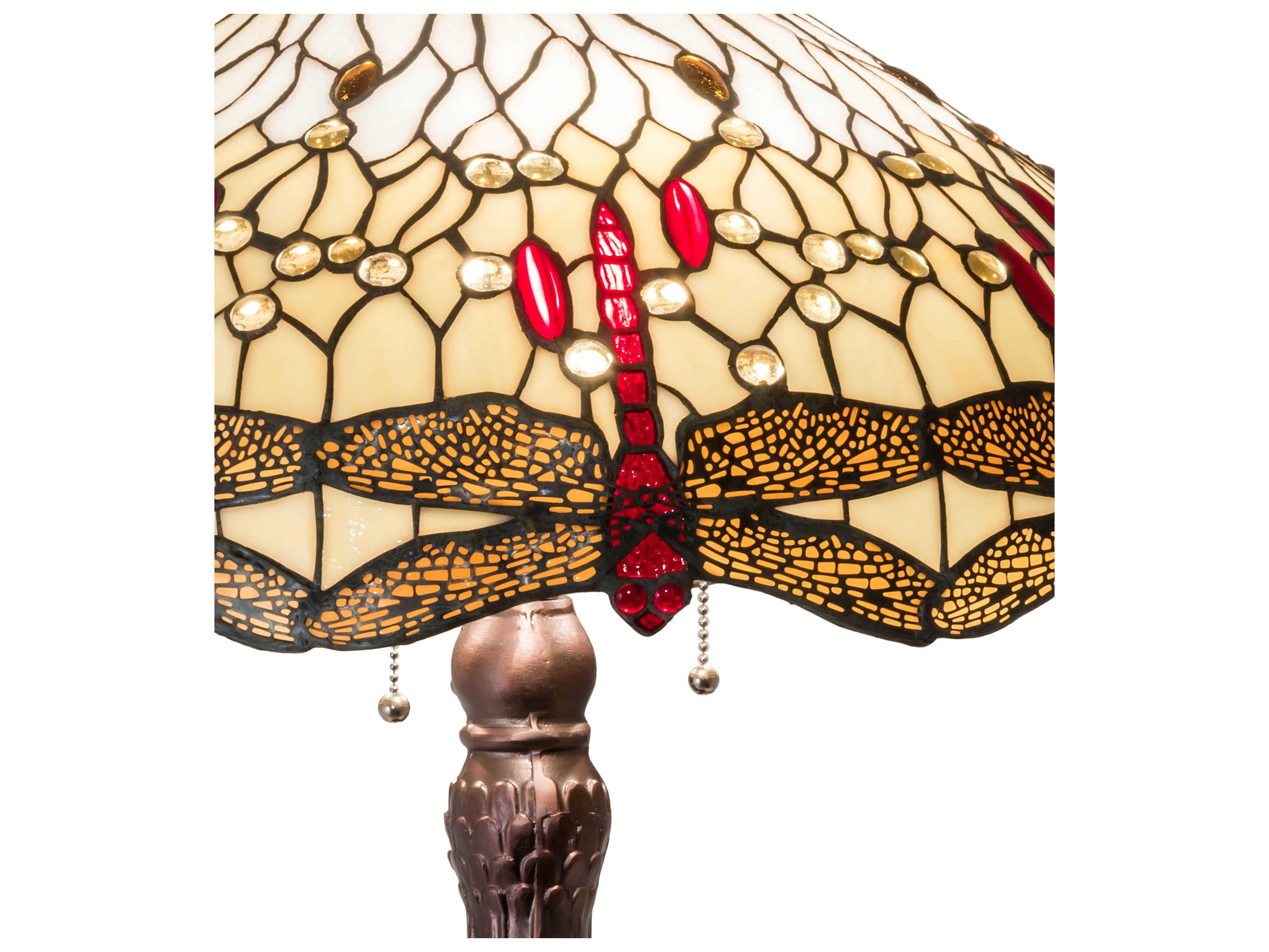 Meyda Tiffany Hanginghead Dragonfly Glass Mahogany Bronze Buffet Lamp