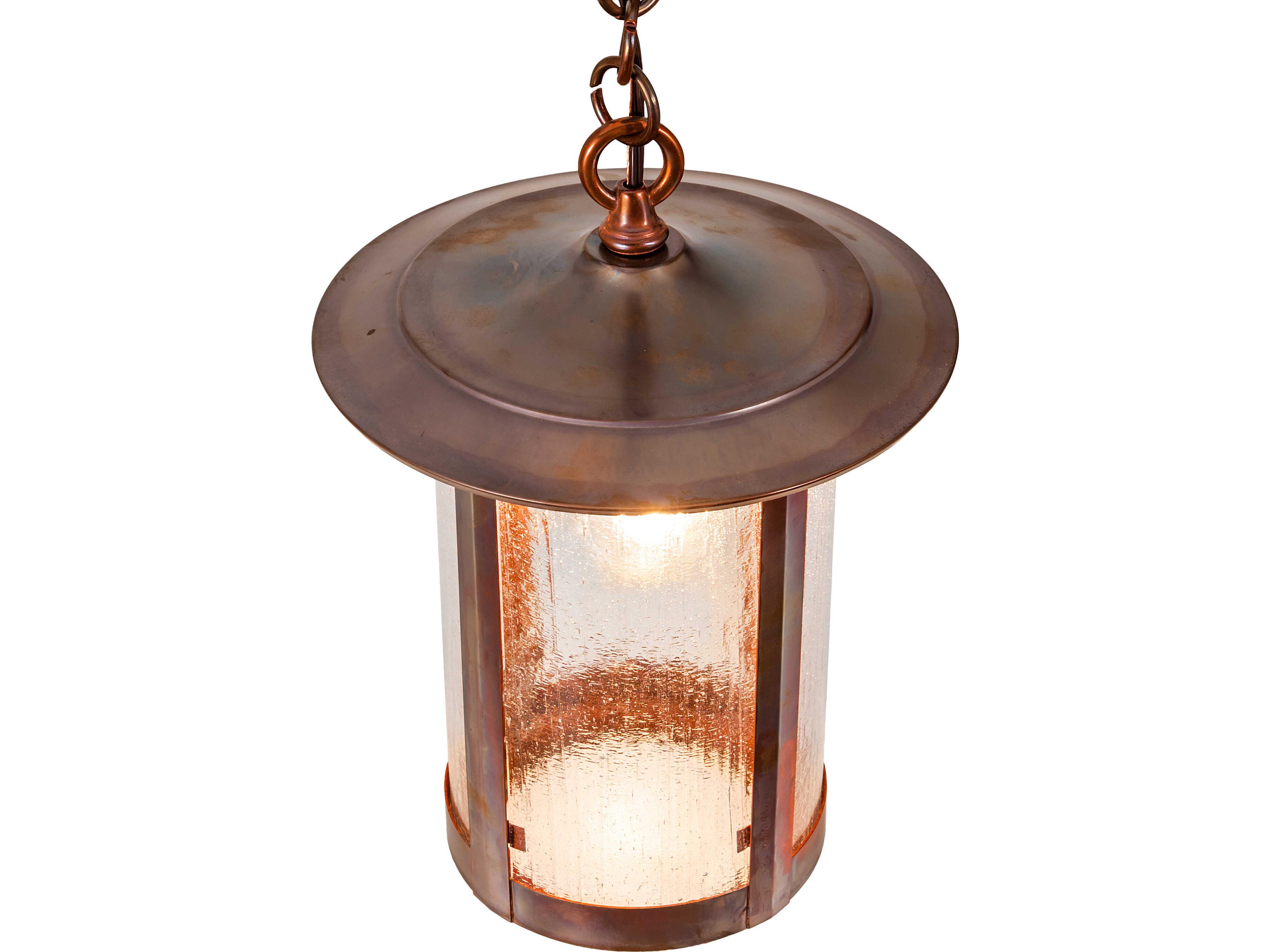 Meyda Fulton 1-Light Clear Seeded Glass Copper Lantern Mini Pendant
