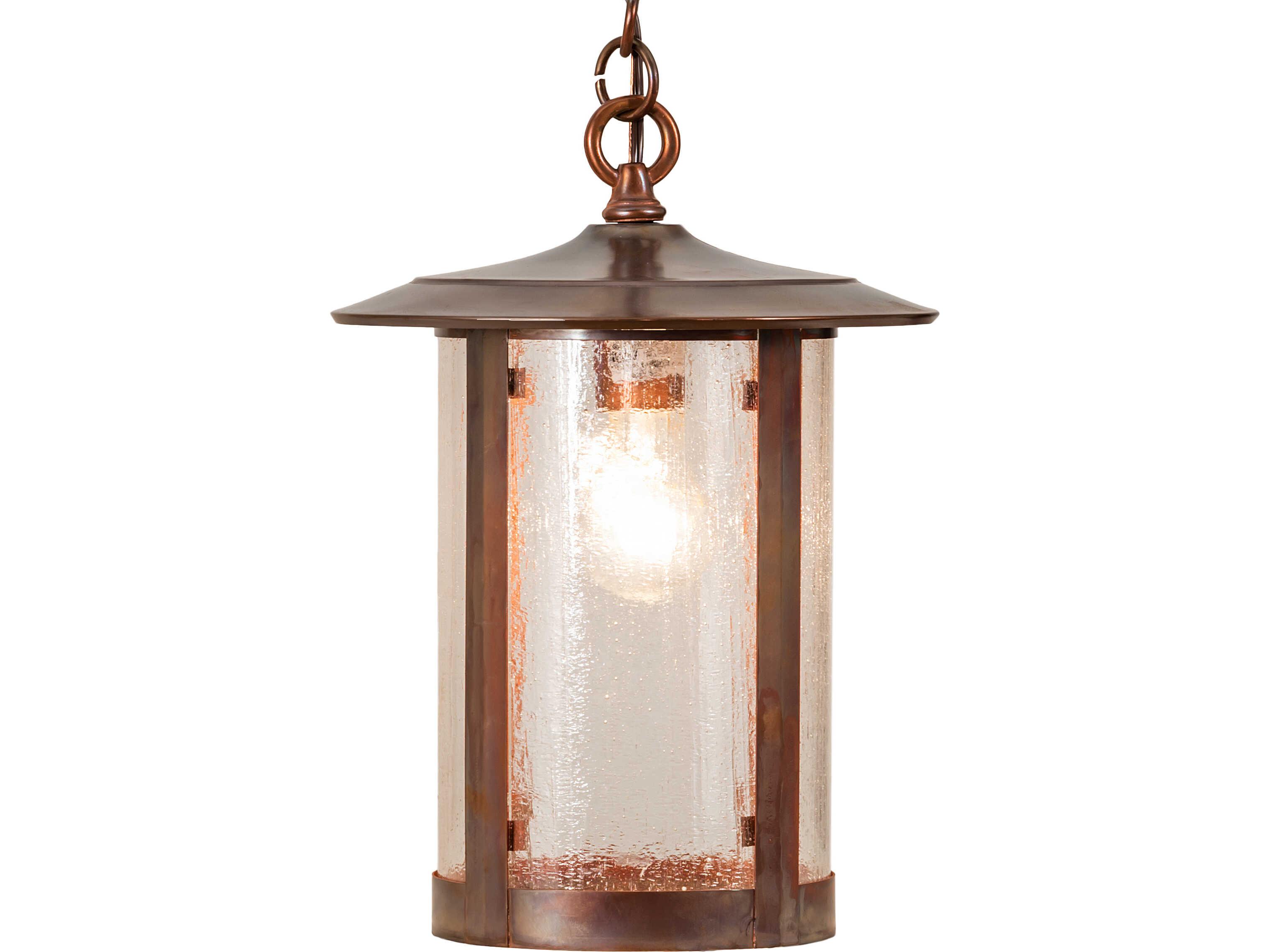 Meyda Fulton 1-Light Clear Seeded Glass Copper Lantern Mini Pendant