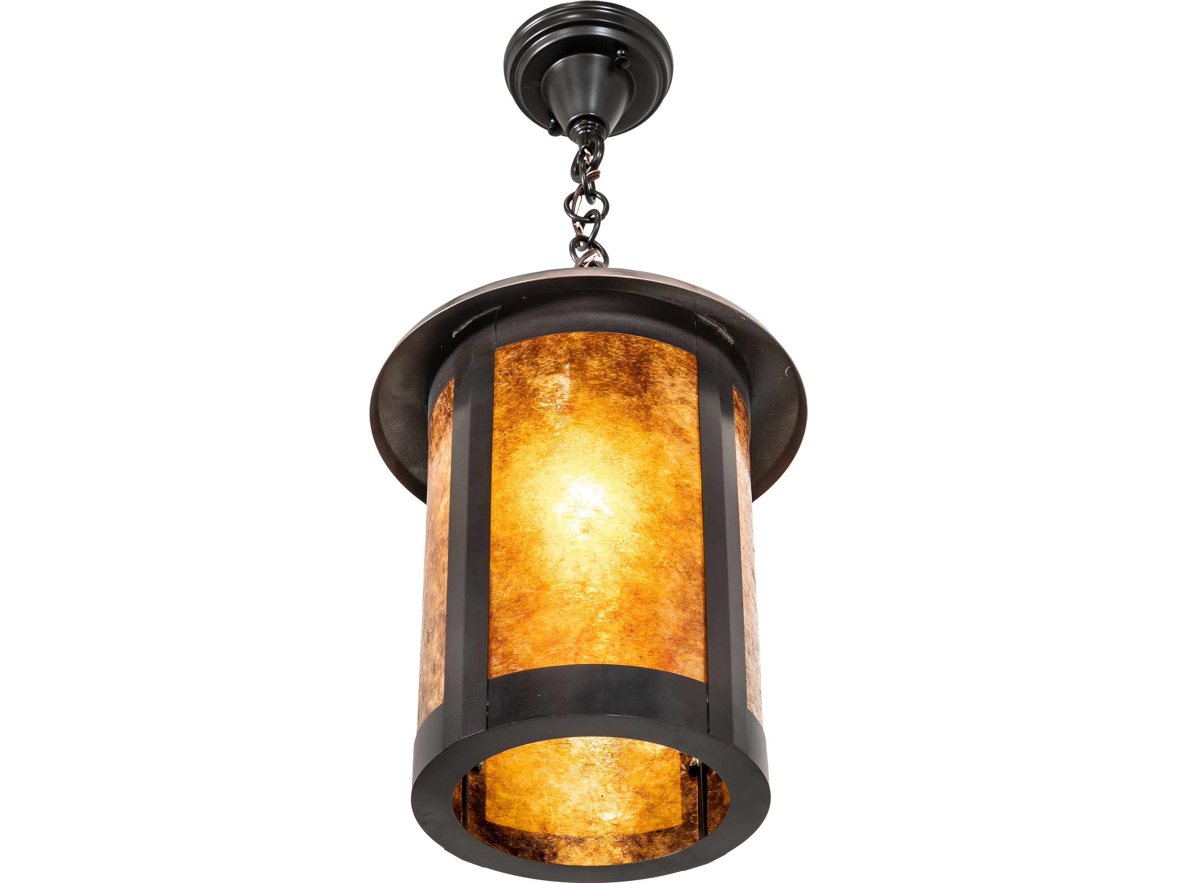 Meyda Fulton 1-Light Amber Mica Brown Pendant