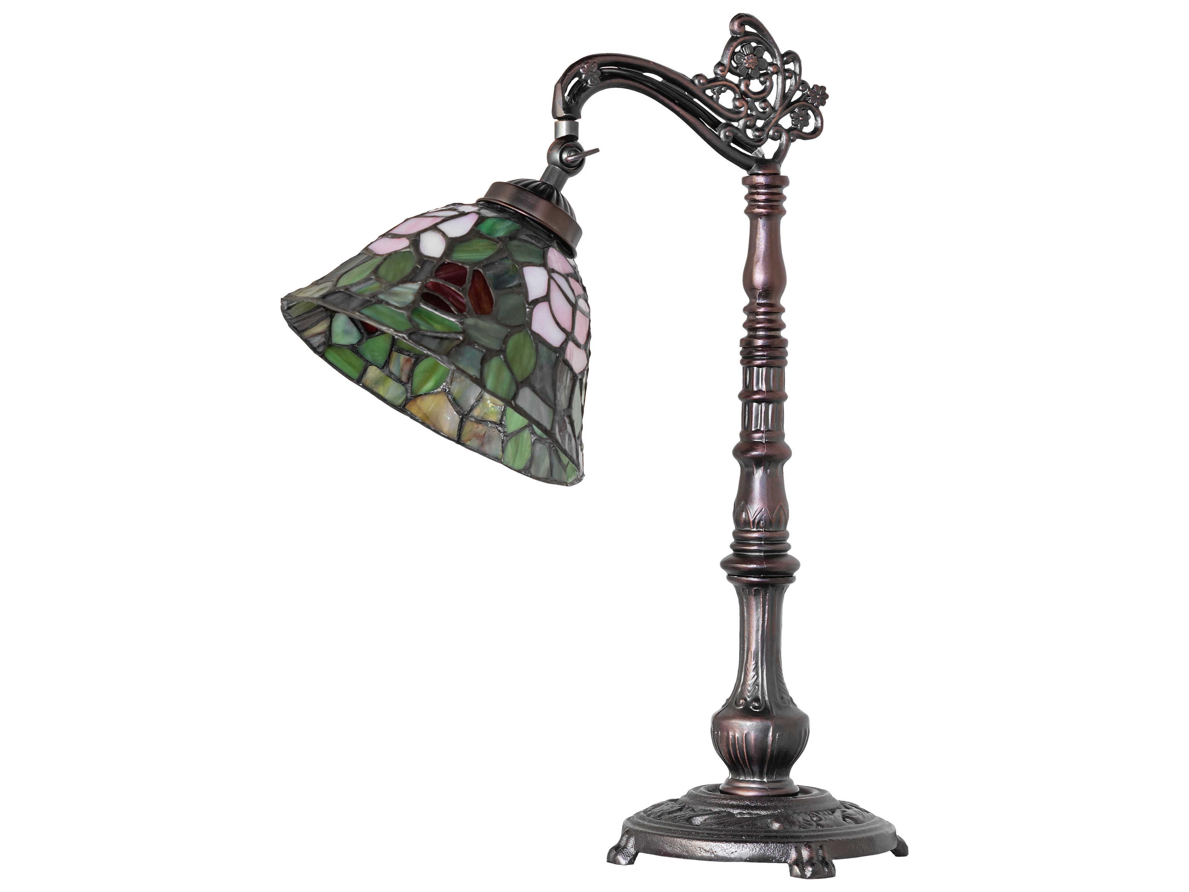 Meyda Tiffany Rosebush Mahogany Bronze Desk Lamp