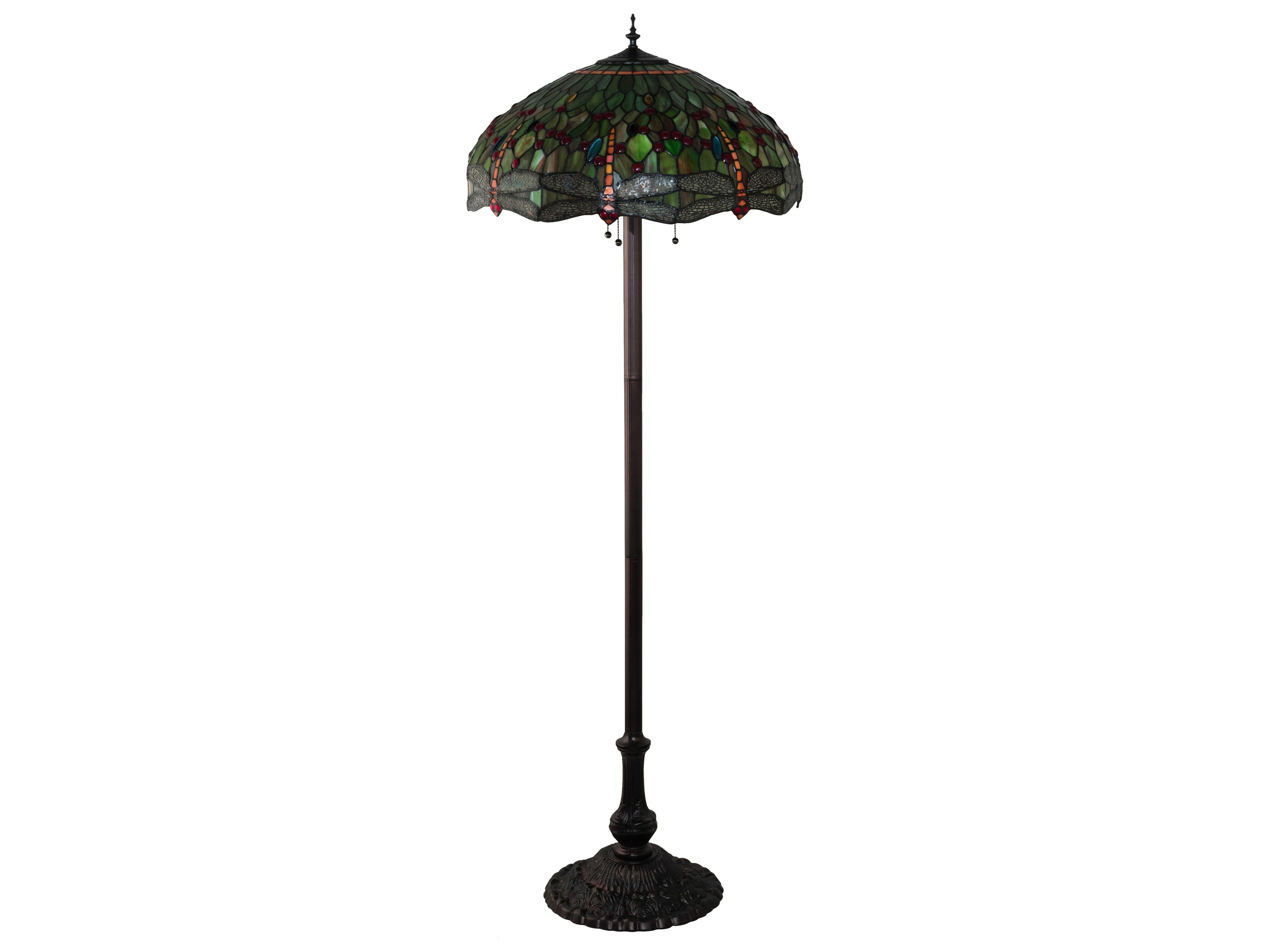 Meyda Tiffany Hanginghead Dragonfly Glass Mahogany Bronze Floor Lamp