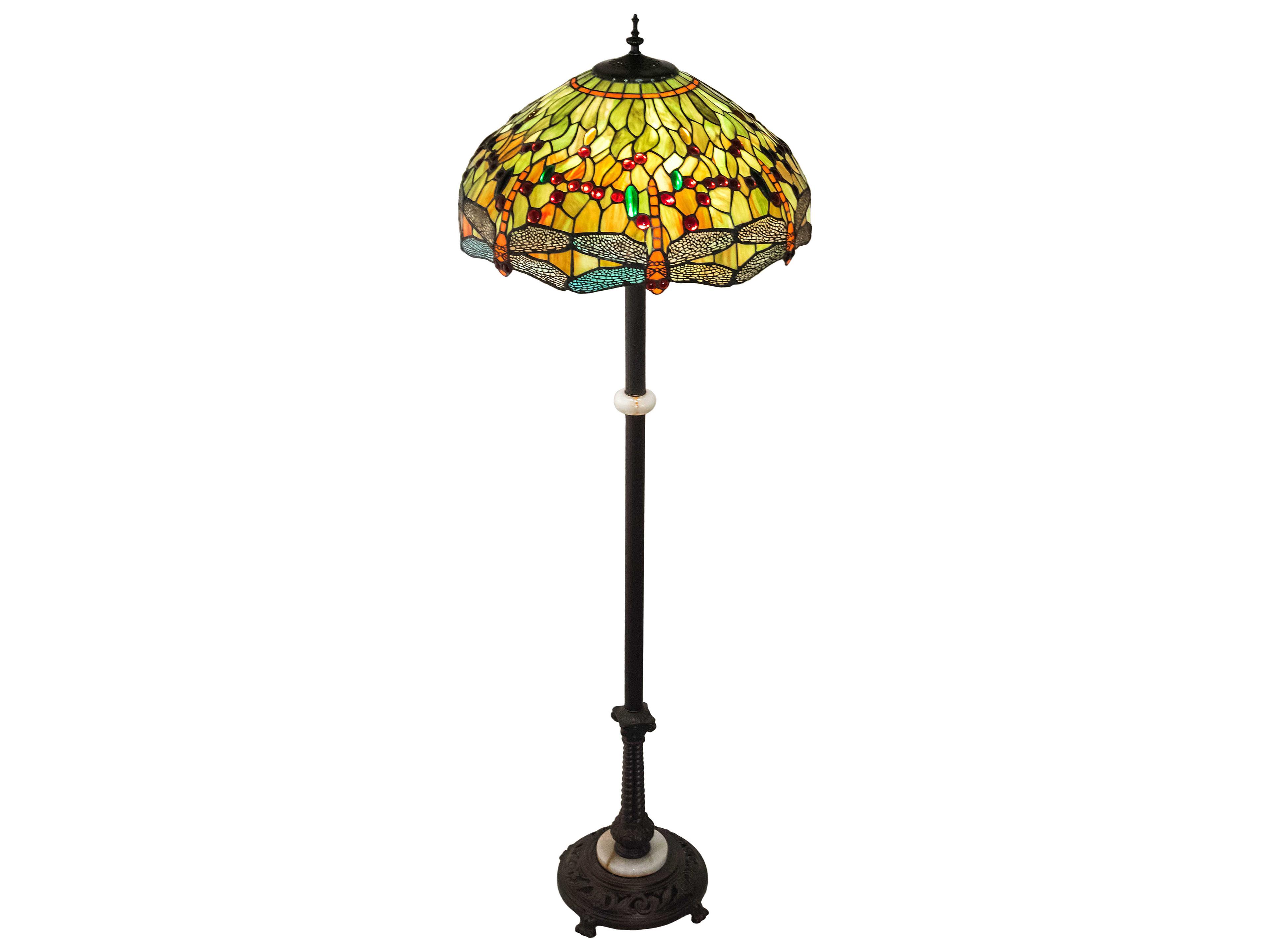 Meyda Tiffany Hanginghead Dragonfly Glass Mahogany Bronze Floor Lamp