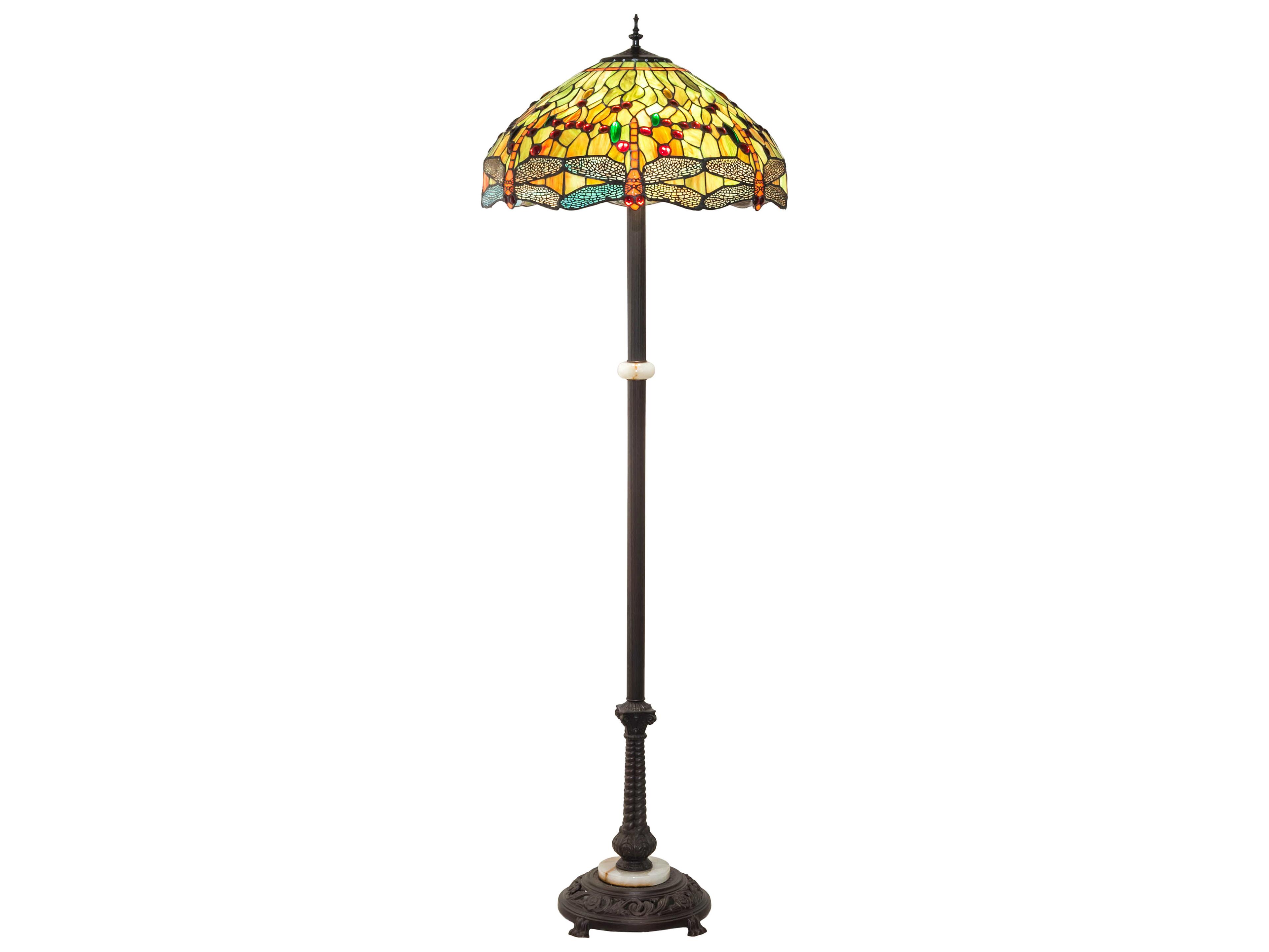 Meyda Tiffany Hanginghead Dragonfly Glass Mahogany Bronze Floor Lamp