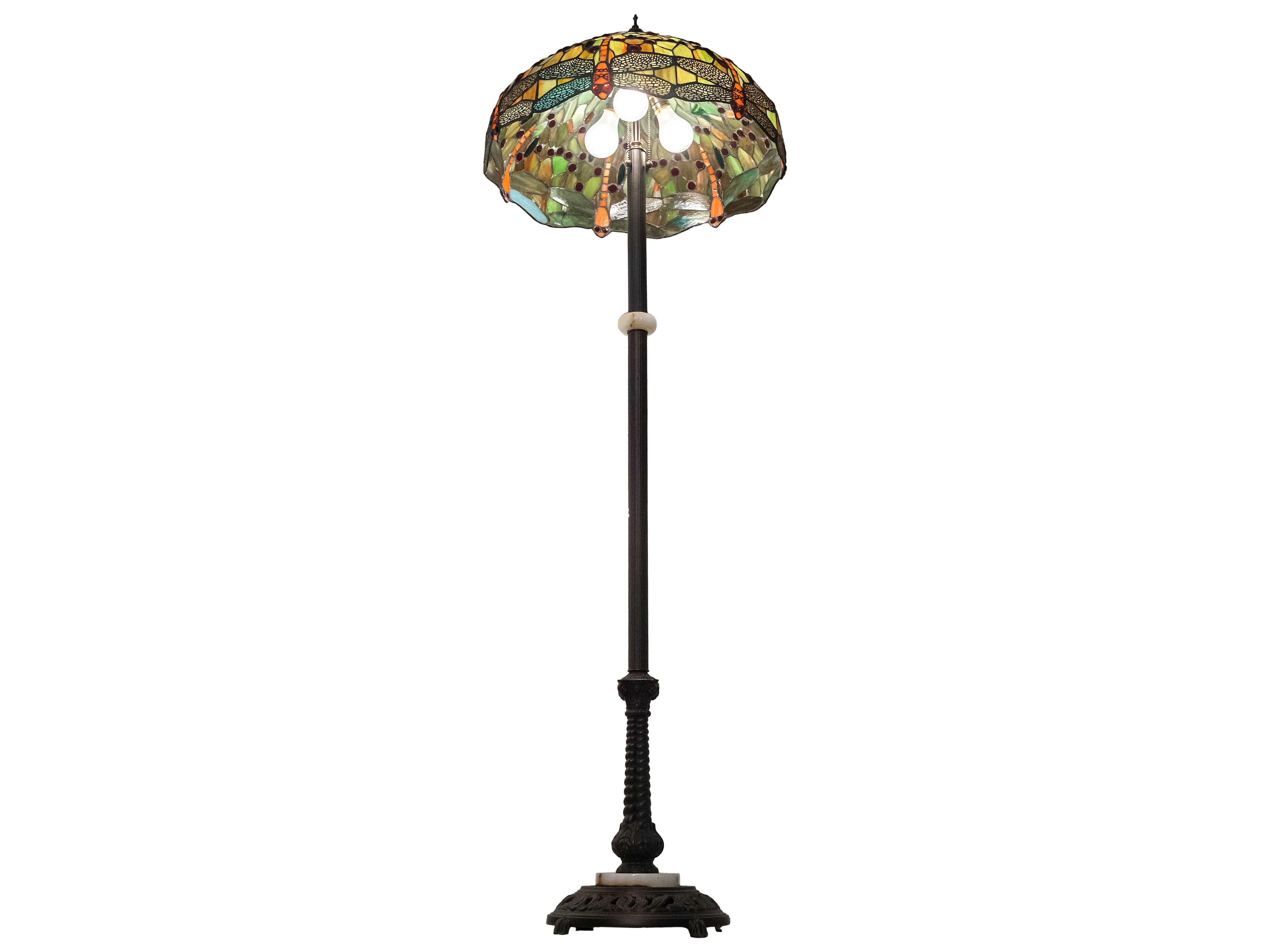 Meyda Tiffany Hanginghead Dragonfly Glass Mahogany Bronze Floor Lamp