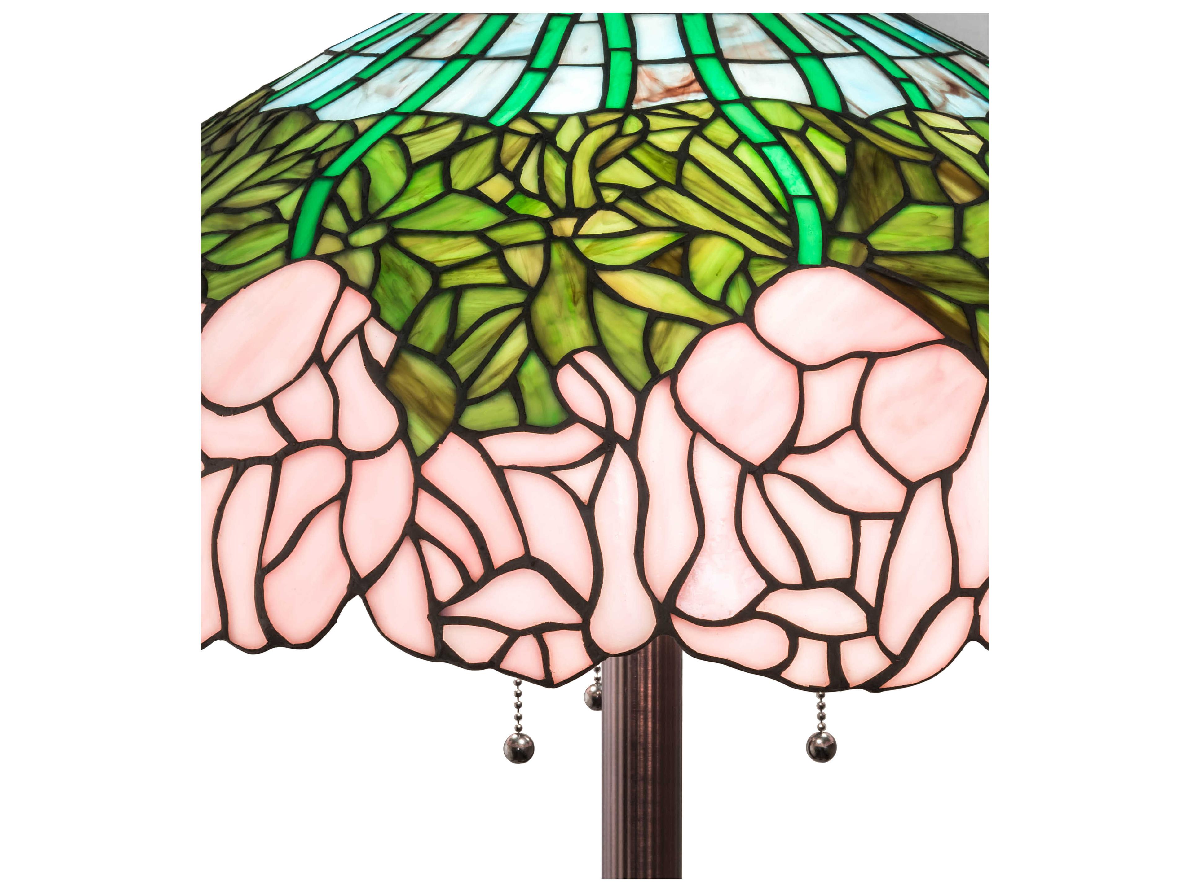 Meyda Tiffany Cabbage Rose Glass Mahogany Bronze Floor Lamp