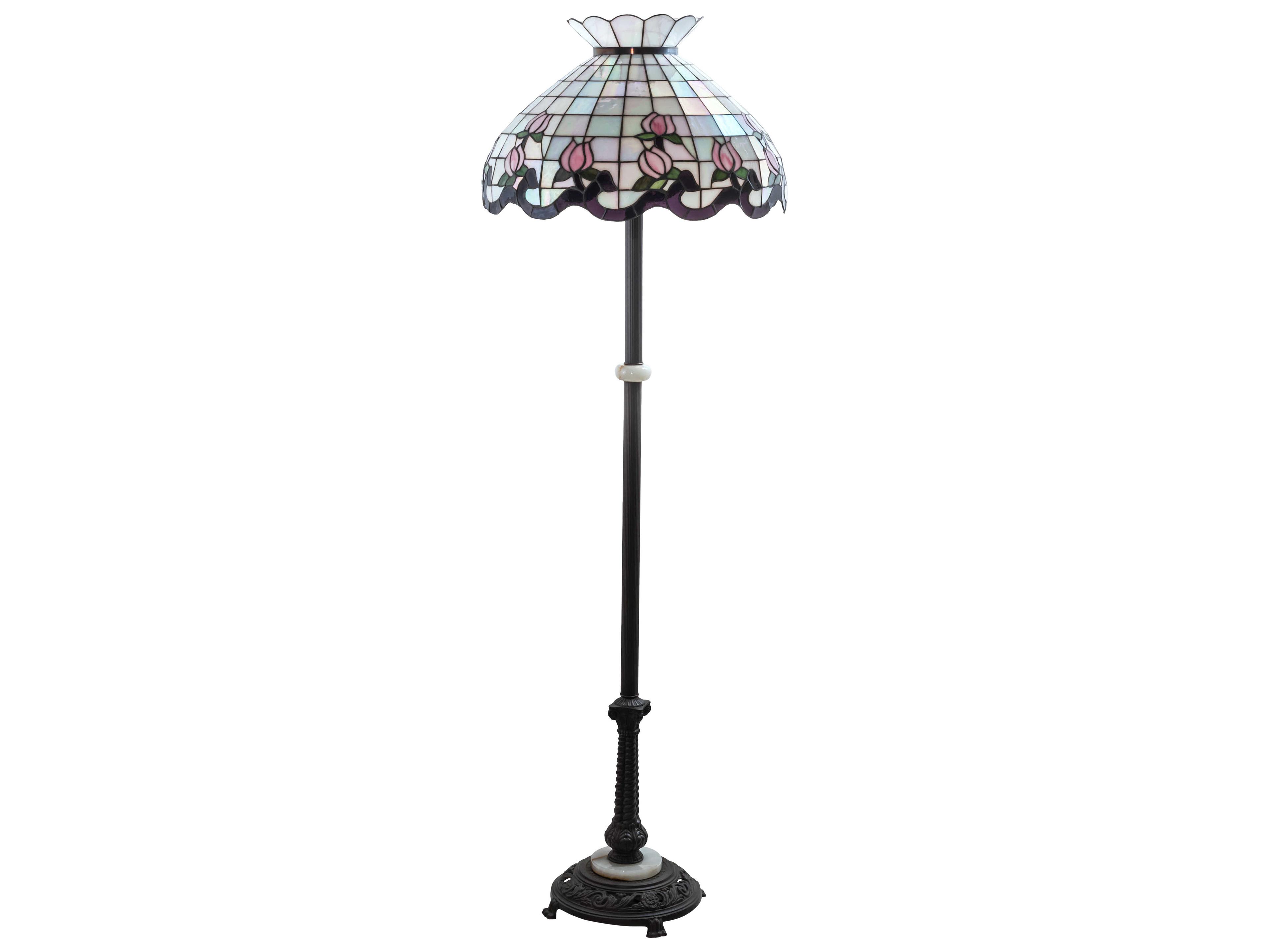 Meyda Roseborder Glass Tiffany Mahogany Bronze Floor Lamp