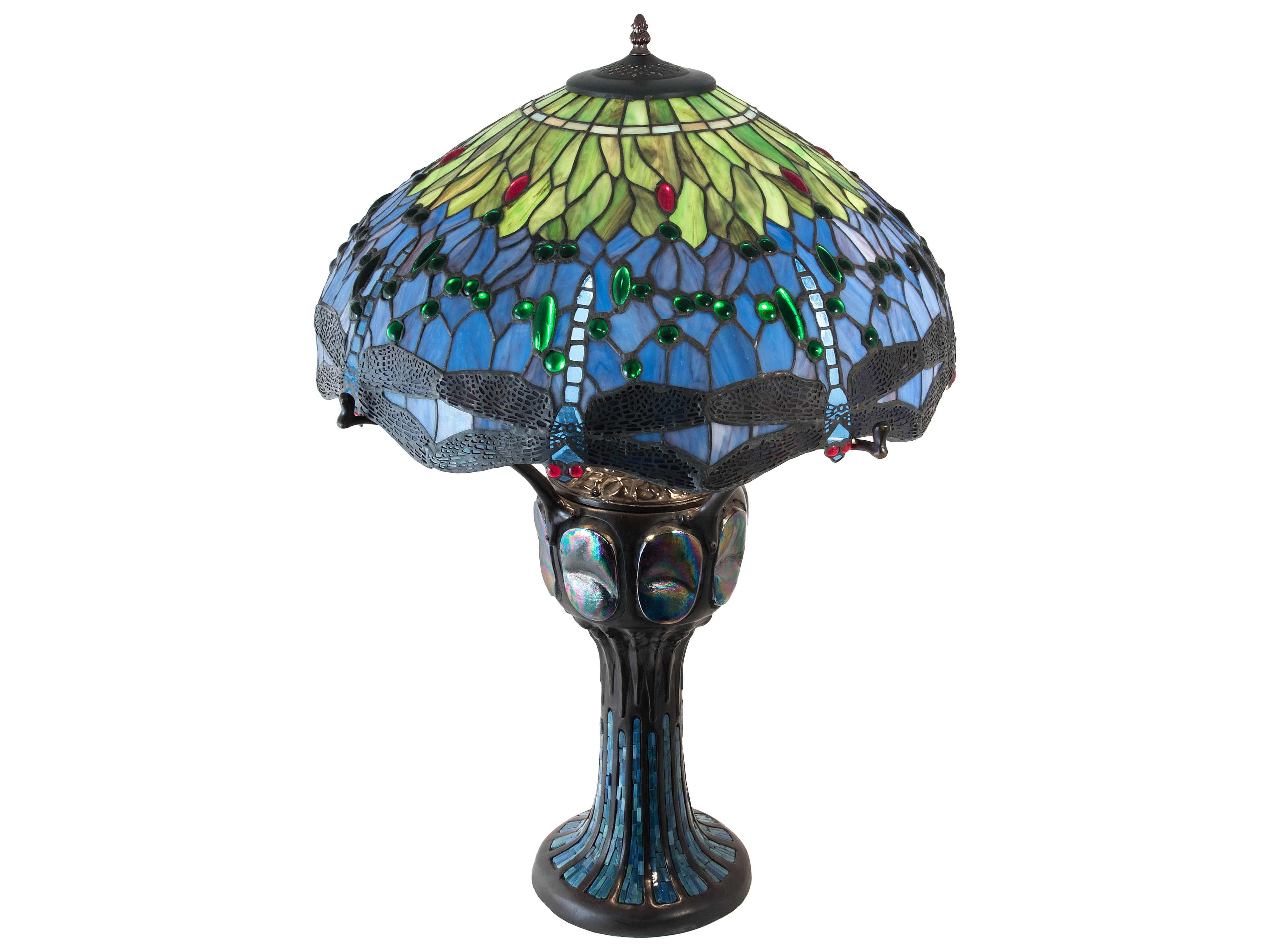 Meyda Hanginghead Dragonfly Glass Tiffany Mahogany Bronze Buffet Lamp