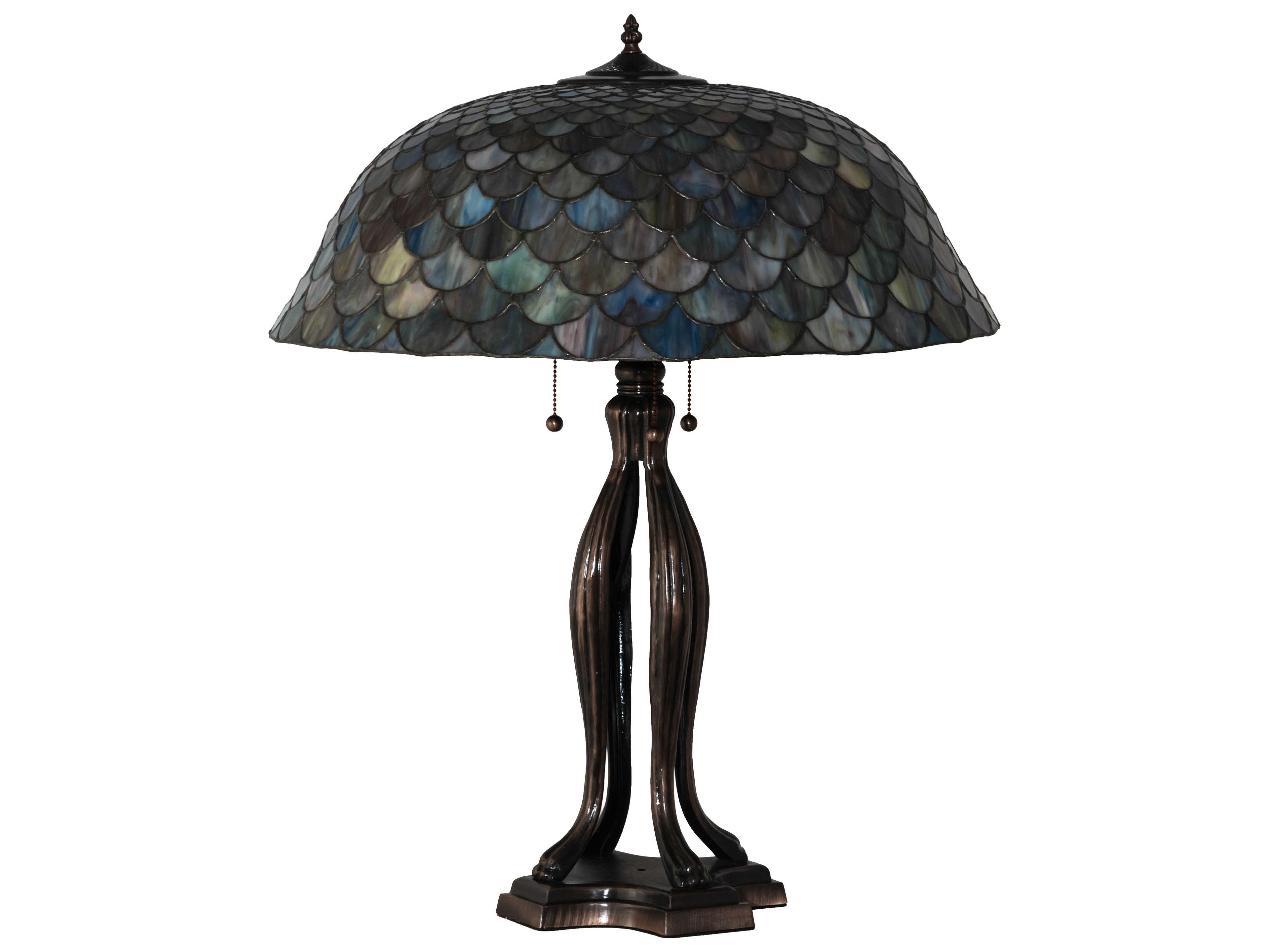 Meyda Tiffany Fishscale Glass Mahogany Bronze Buffet Lamp