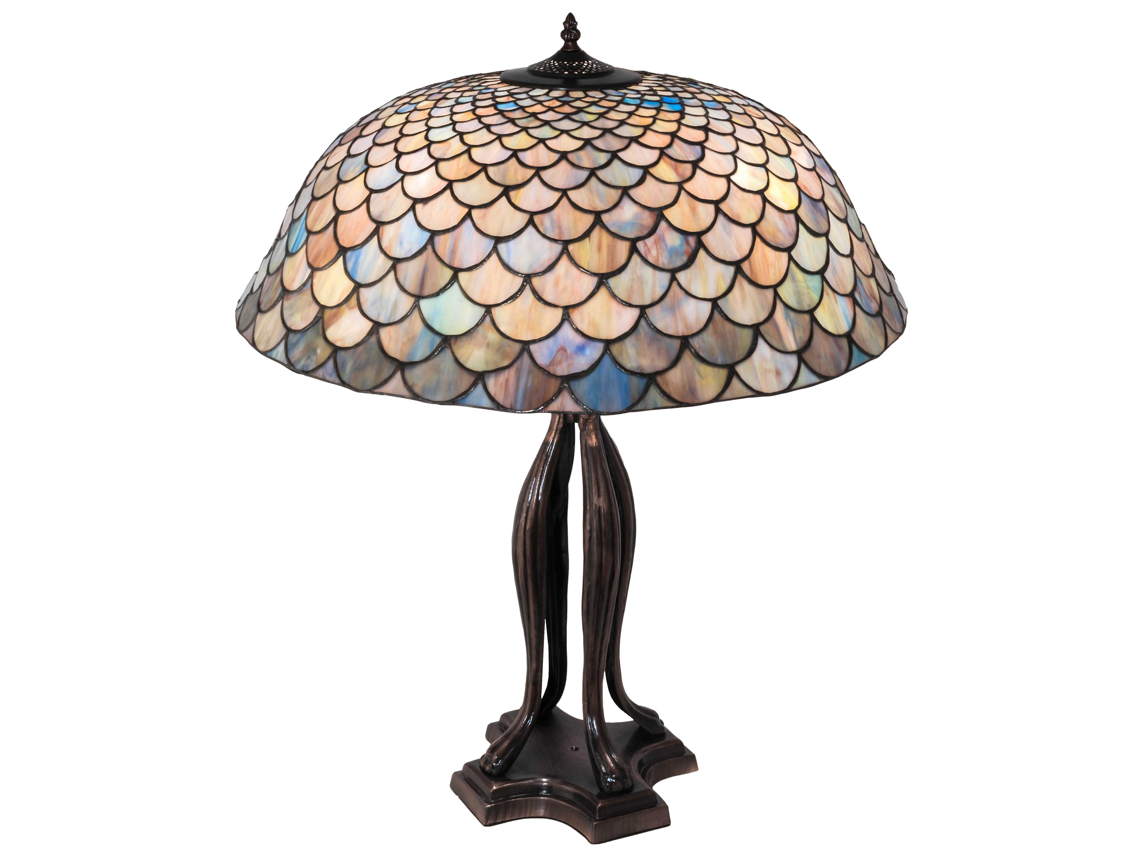 Meyda Tiffany Fishscale Glass Mahogany Bronze Buffet Lamp