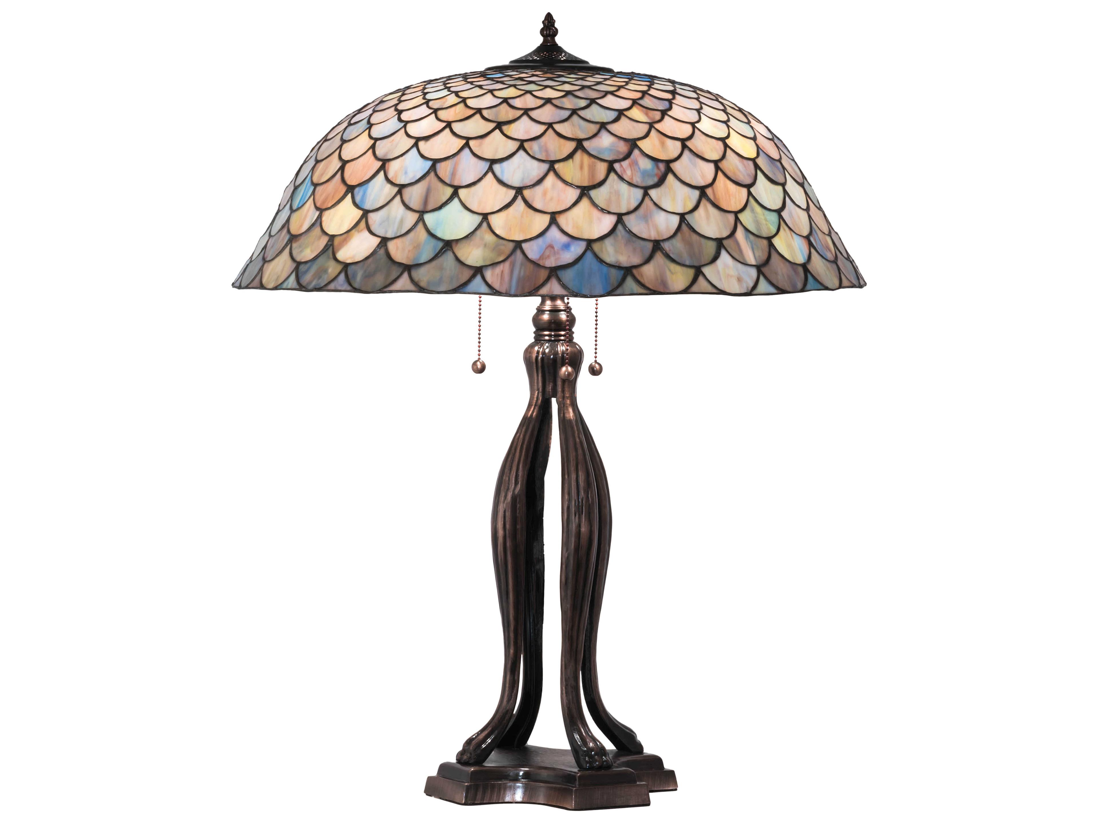 Meyda Tiffany Fishscale Glass Mahogany Bronze Buffet Lamp