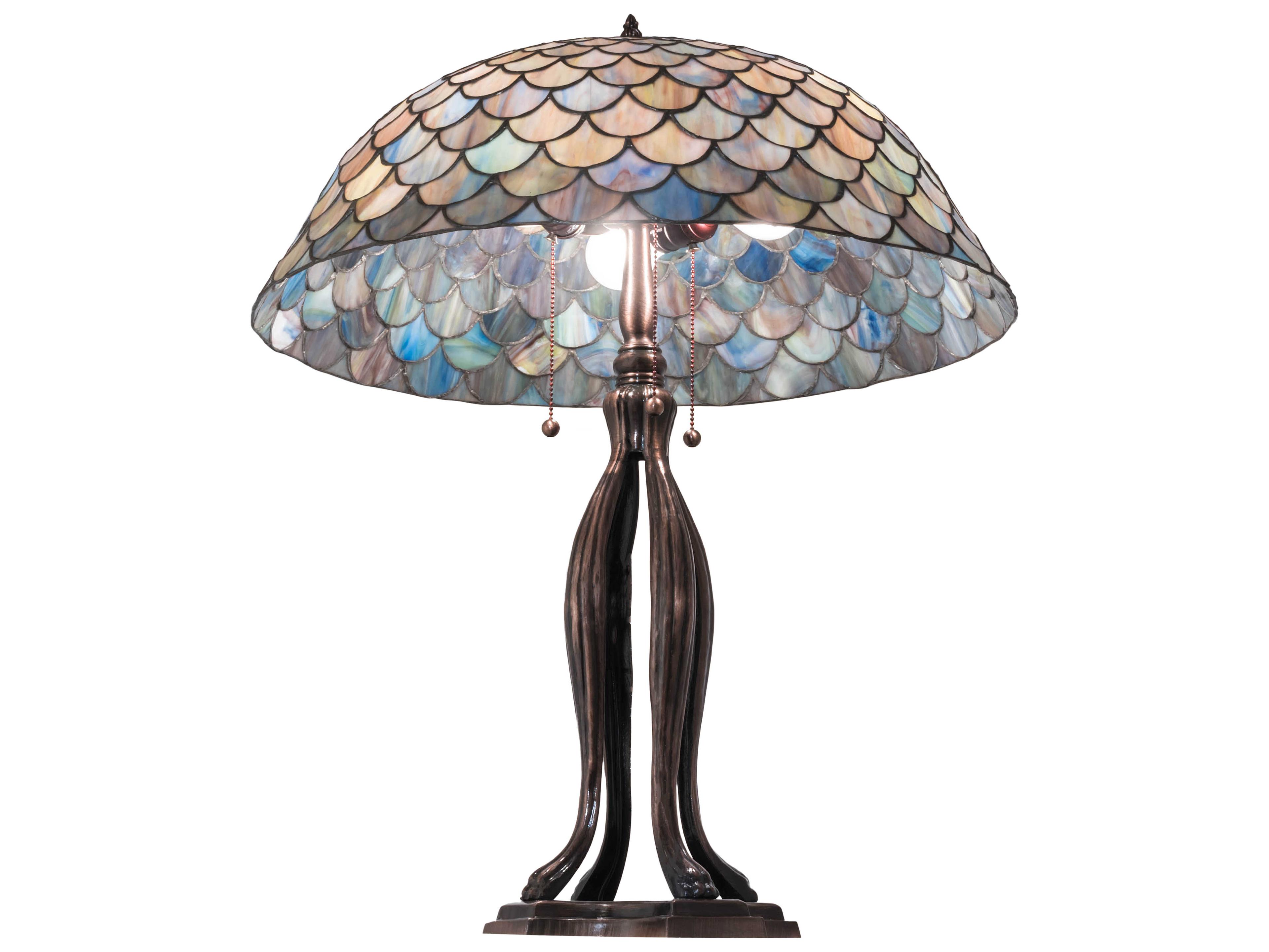 Meyda Tiffany Fishscale Glass Mahogany Bronze Buffet Lamp