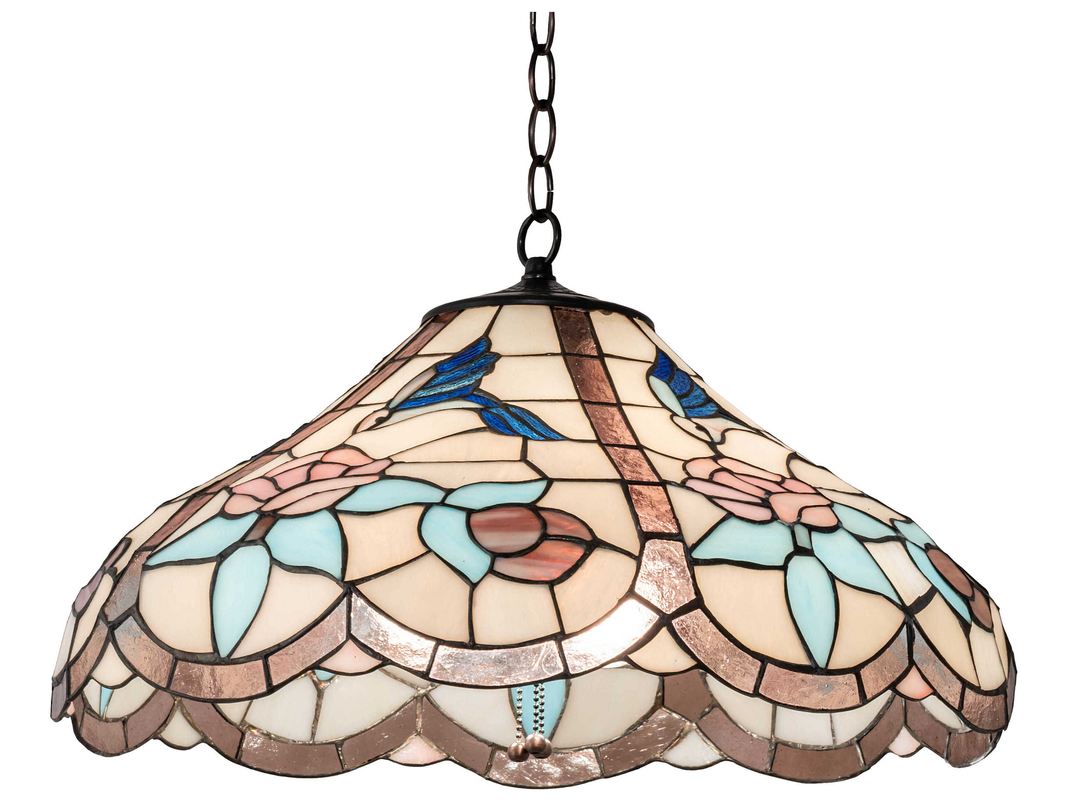 Meyda Hummingbird 3-Light Steel Glass Tiffany Pendant