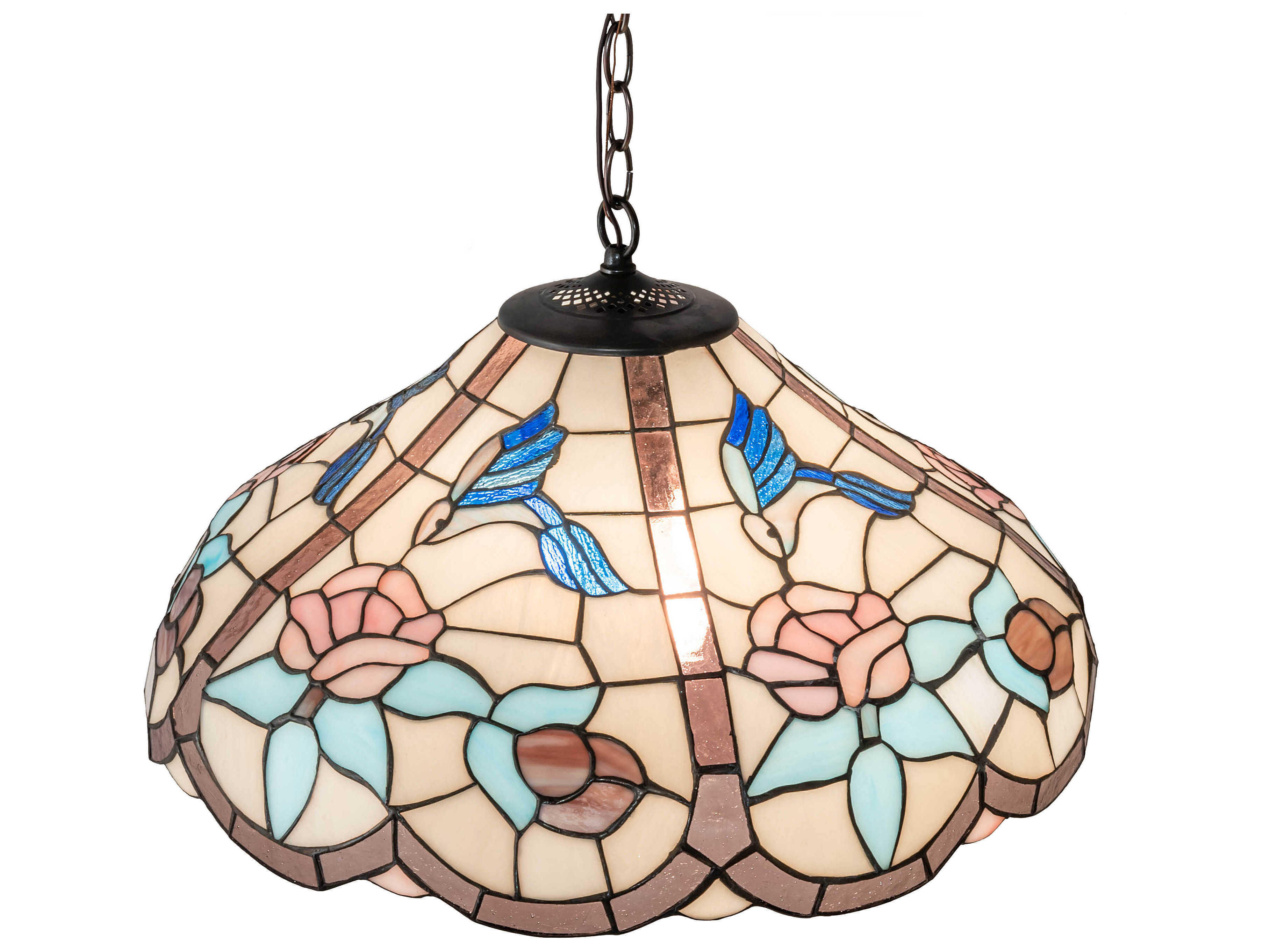 Meyda Hummingbird 3-Light Steel Glass Tiffany Pendant
