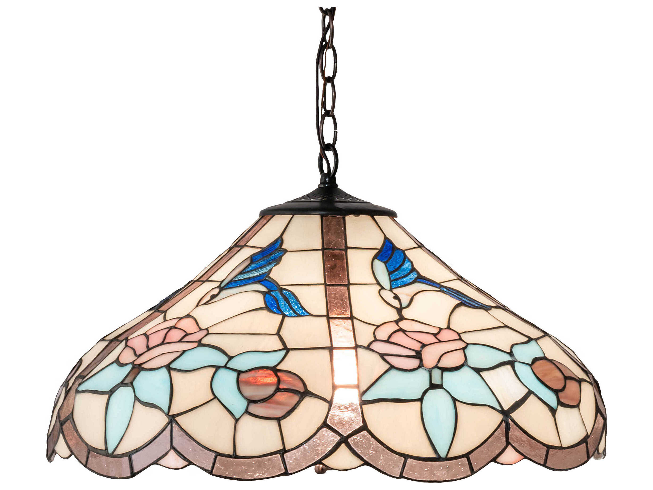 Meyda Hummingbird 3-Light Steel Glass Tiffany Pendant