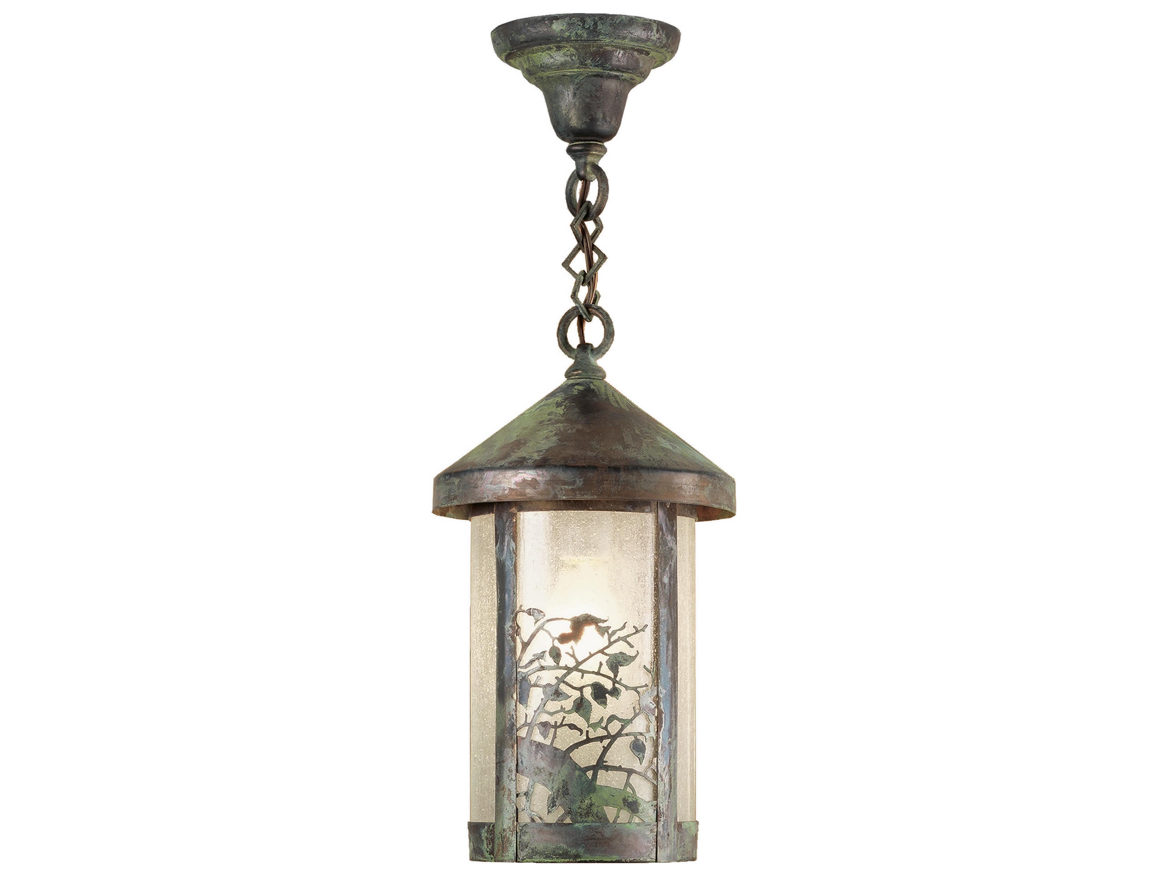 Meyda Fulton 1-Light Verdigris Bronze Glass Lantern Mini Pendant