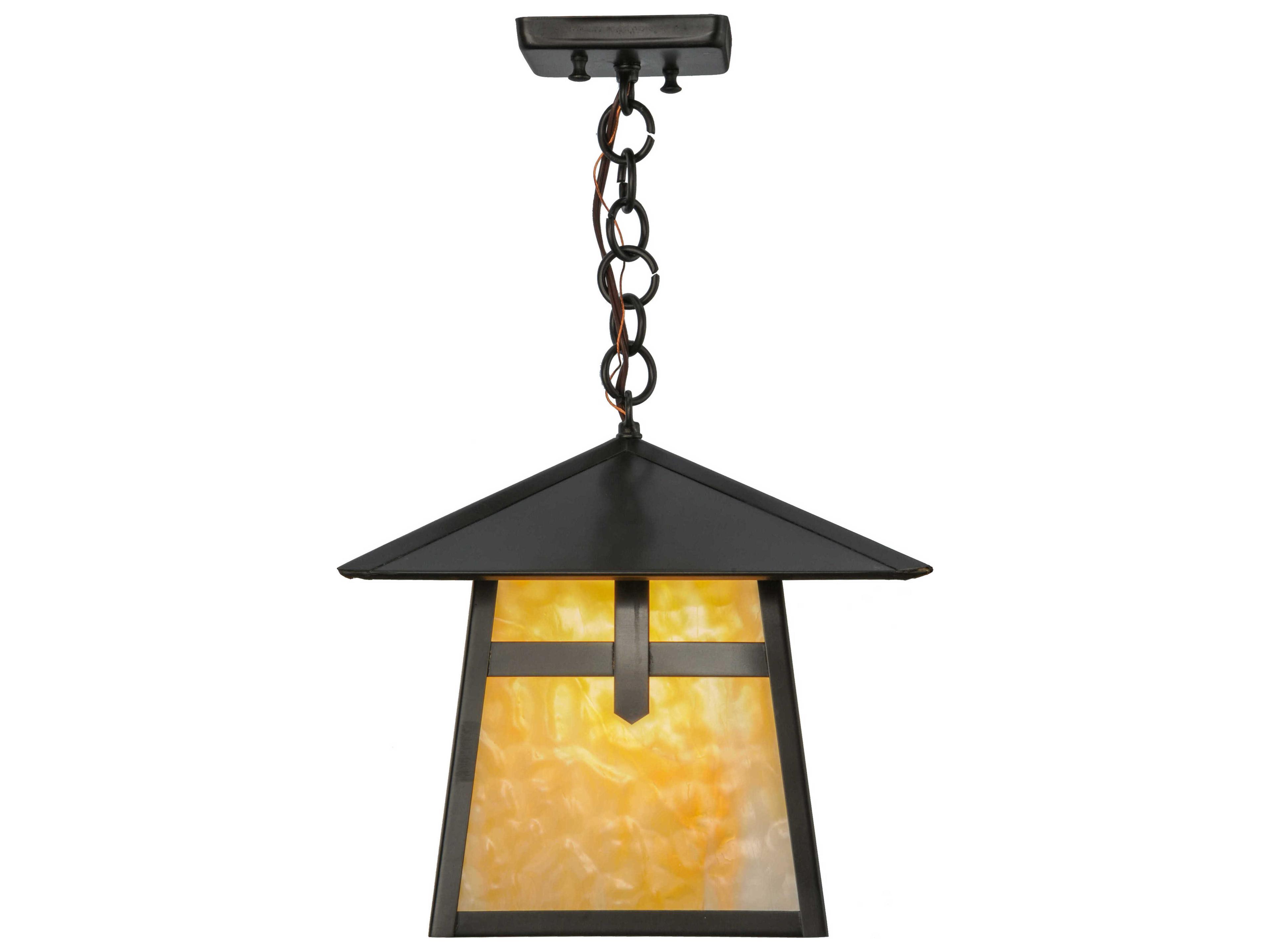 Meyda Stillwater Cross Mission 1-Light Craftsman Brown Glass Lantern Pendant
