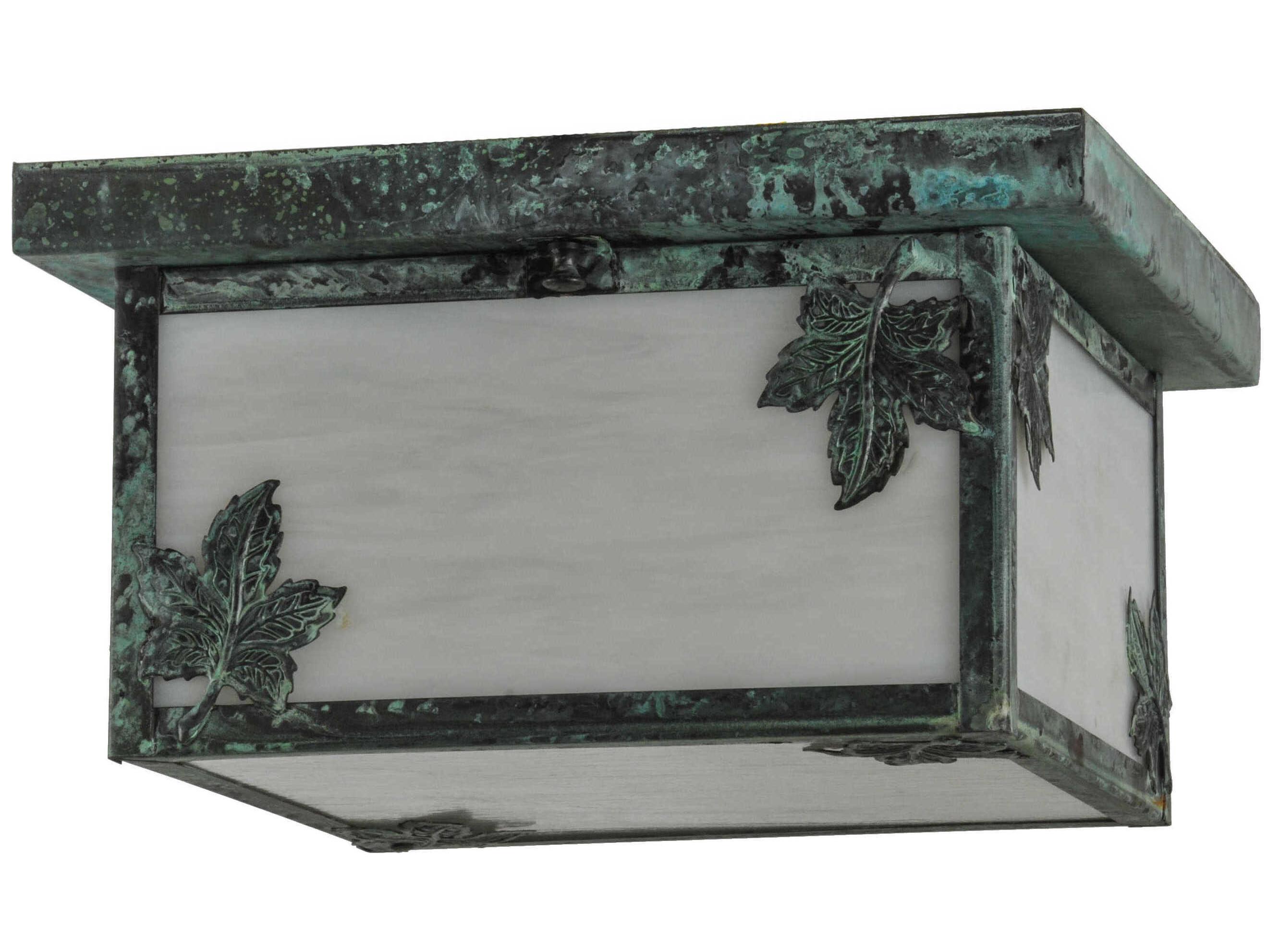 Meyda Maple Leaf Verdigris Gray Glass Flush Mount