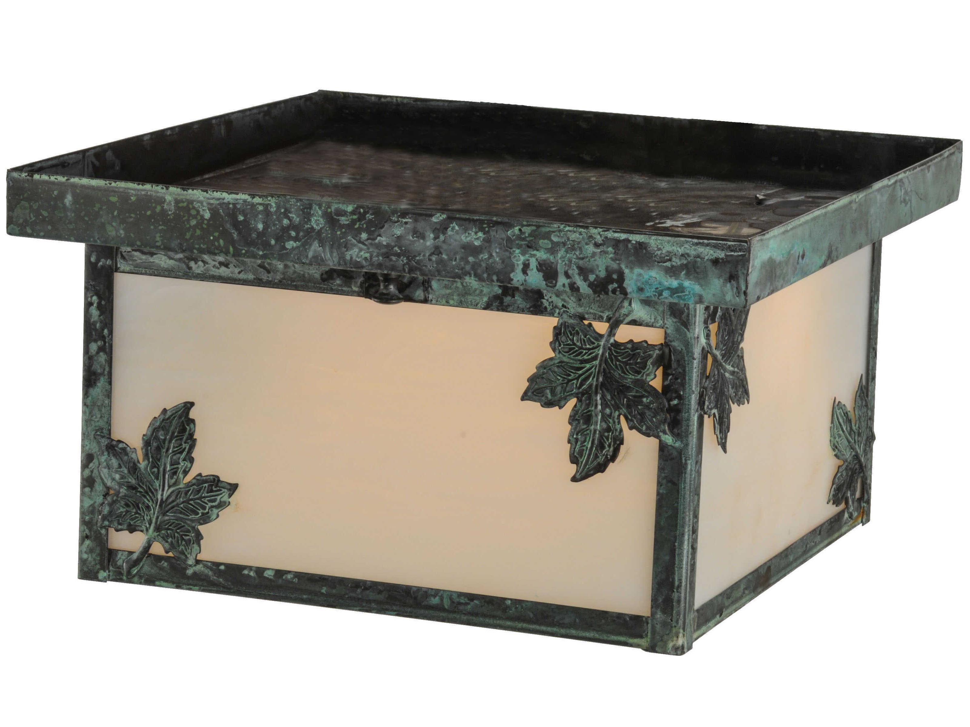 Meyda Maple Leaf Verdigris Gray Glass Flush Mount