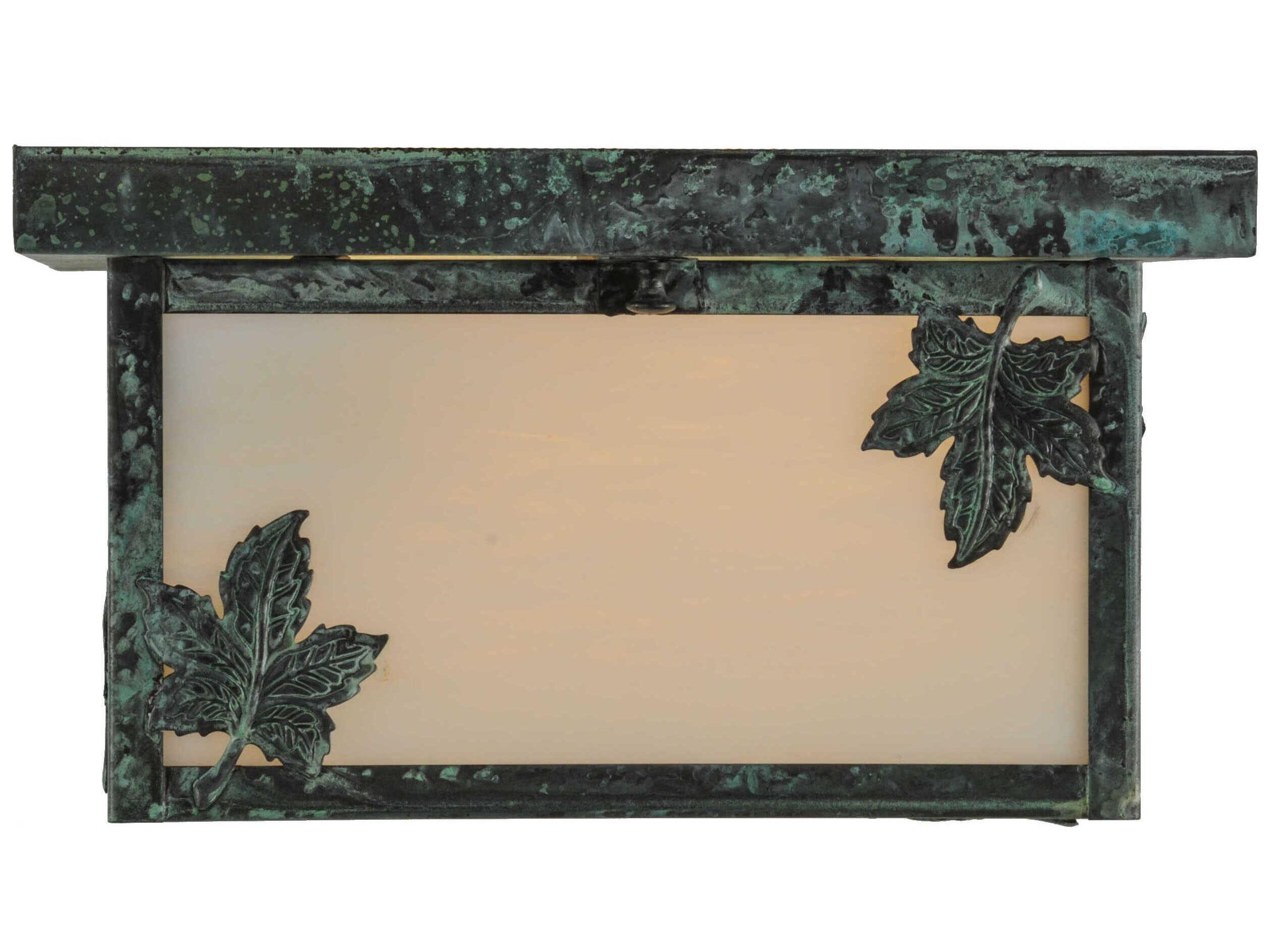 Meyda Maple Leaf Verdigris Gray Glass Flush Mount