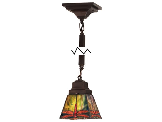 Meyda Prairie Dragonfly 1-Light Mahogany Bronze Glass Tiffany Empire Mini Pendant