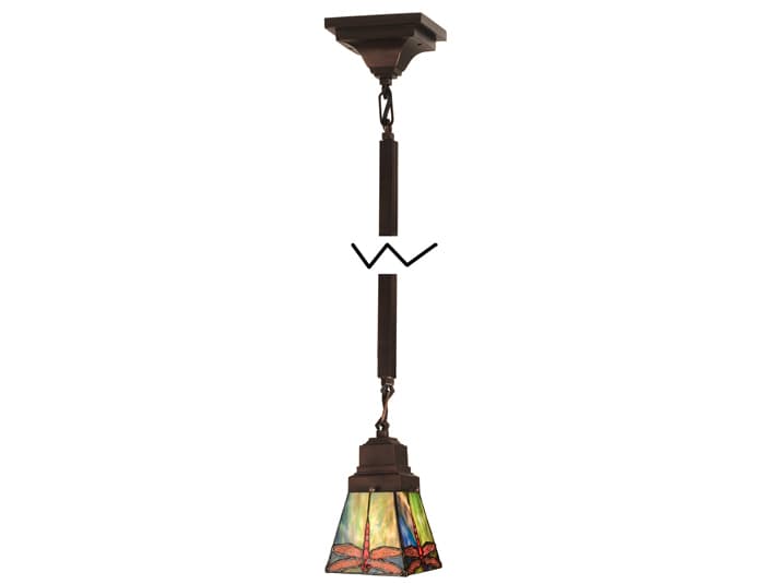 Meyda Prairie Dragonfly 1-Light Mahogany Bronze Glass Tiffany Empire Mini Pendant