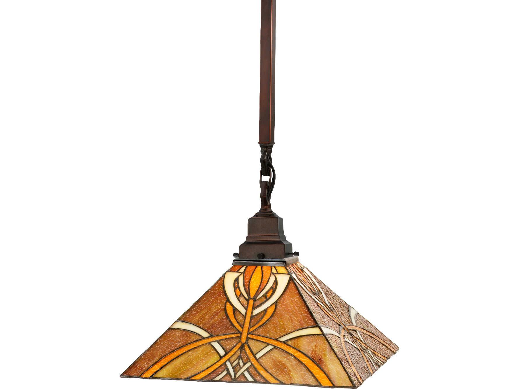 Meyda Glasgow Bungalow 1-Light Bronze Traditional Geometric Pendant