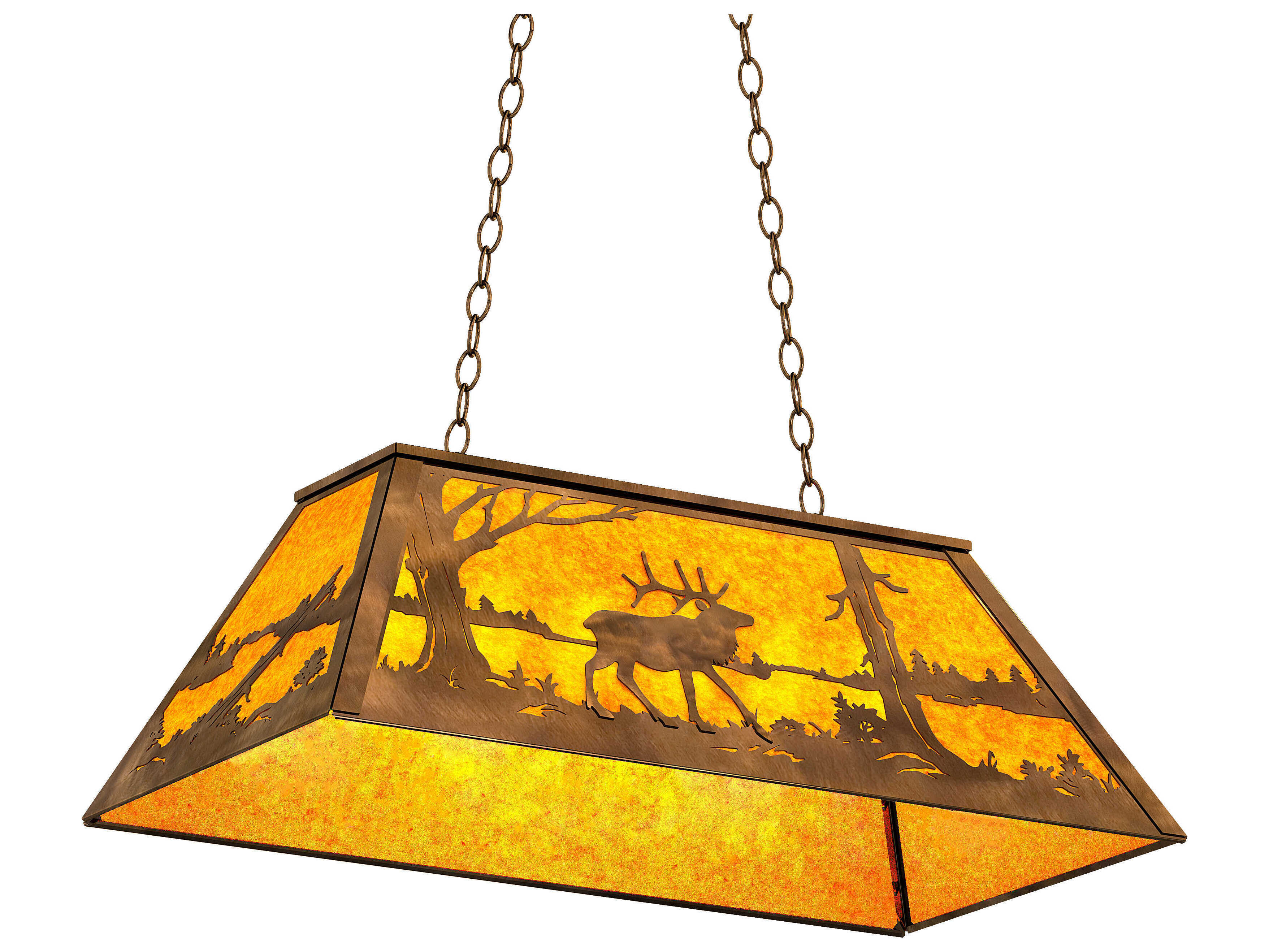 Meyda Elk At Lake 6-Light Antique Copper Island Pendant