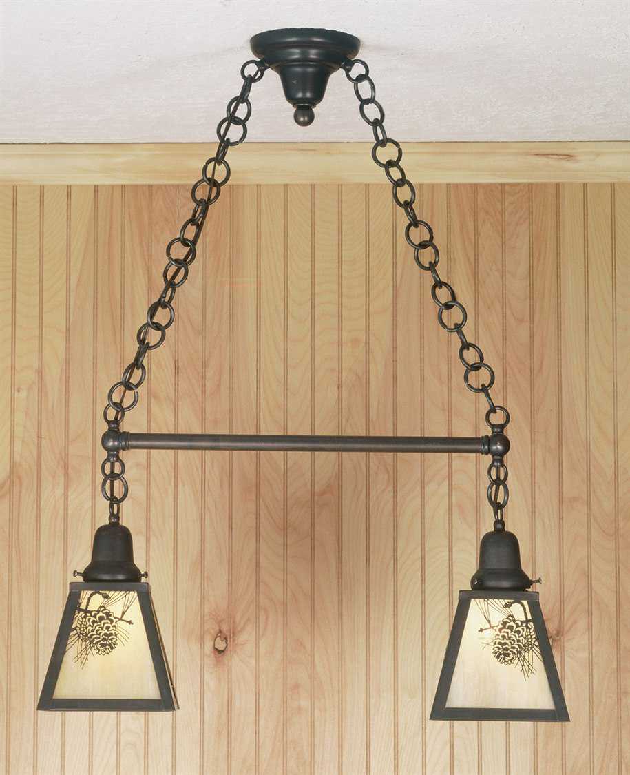 Meyda Winter Pine 2-Light Brown Traditional Linear Island Pendant