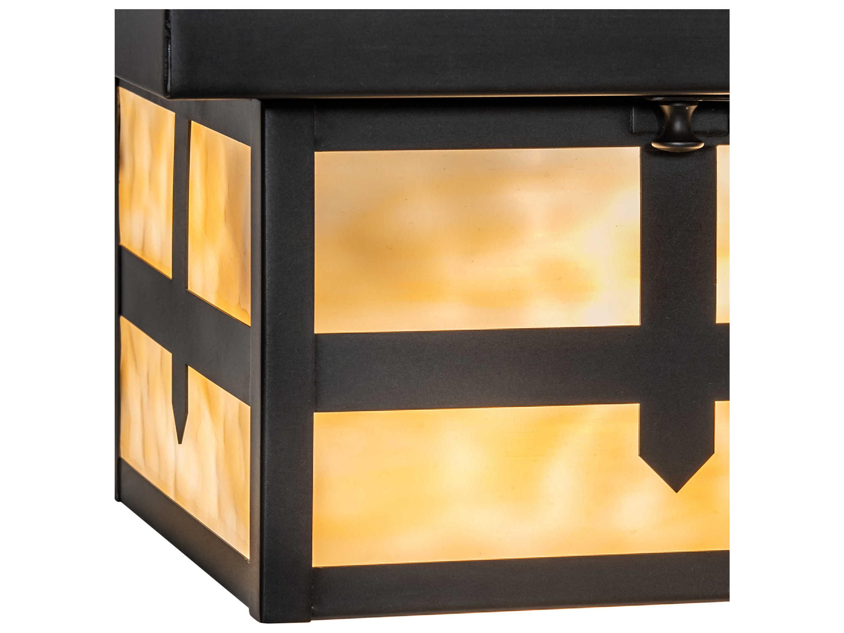 Meyda Hyde Park 1-Light Craftsman Brown Off White Glass Geometric Flush Mount