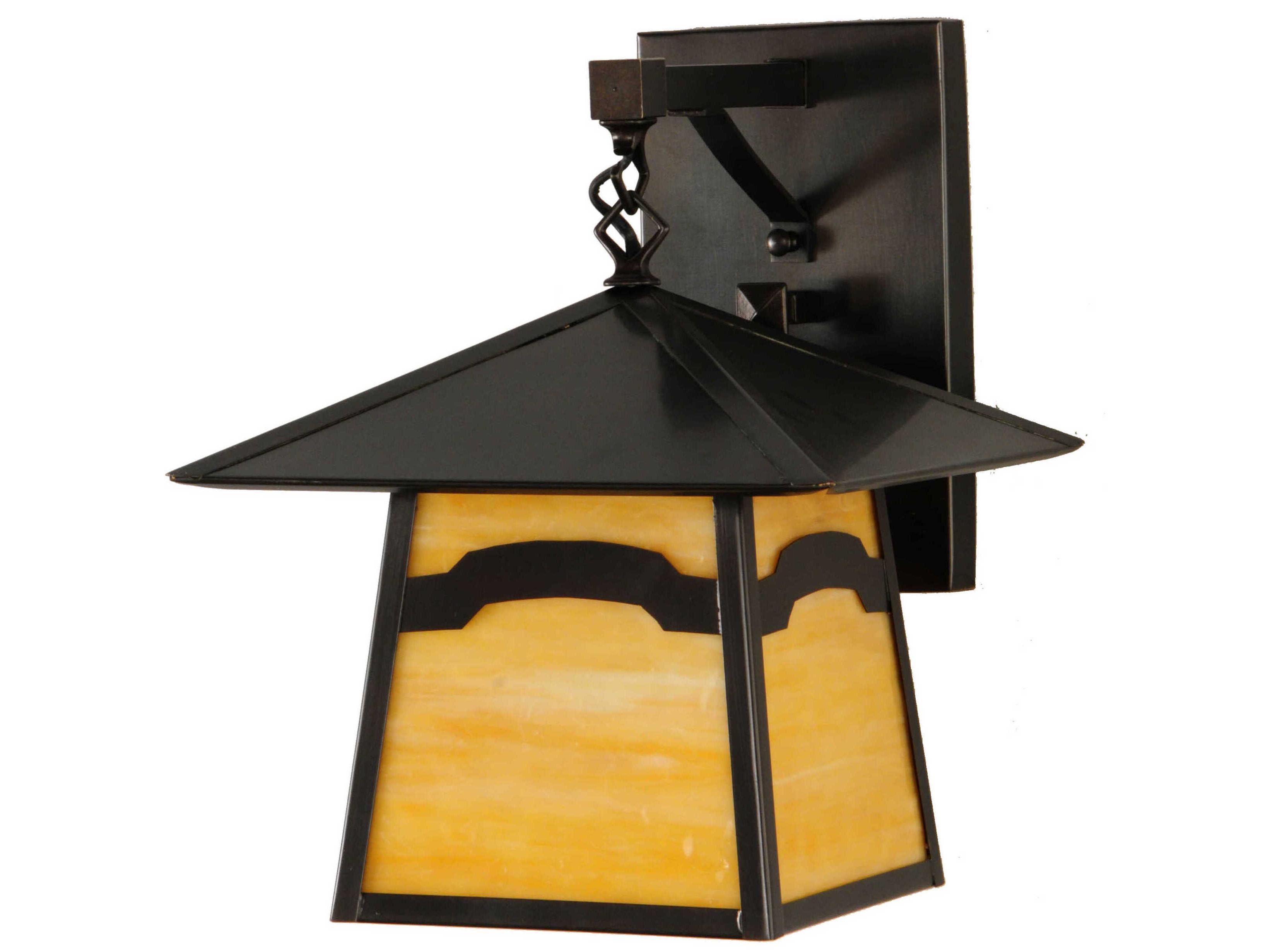 Meyda Stillwater 1-Light Craftsman Brown Glass Wall Sconce