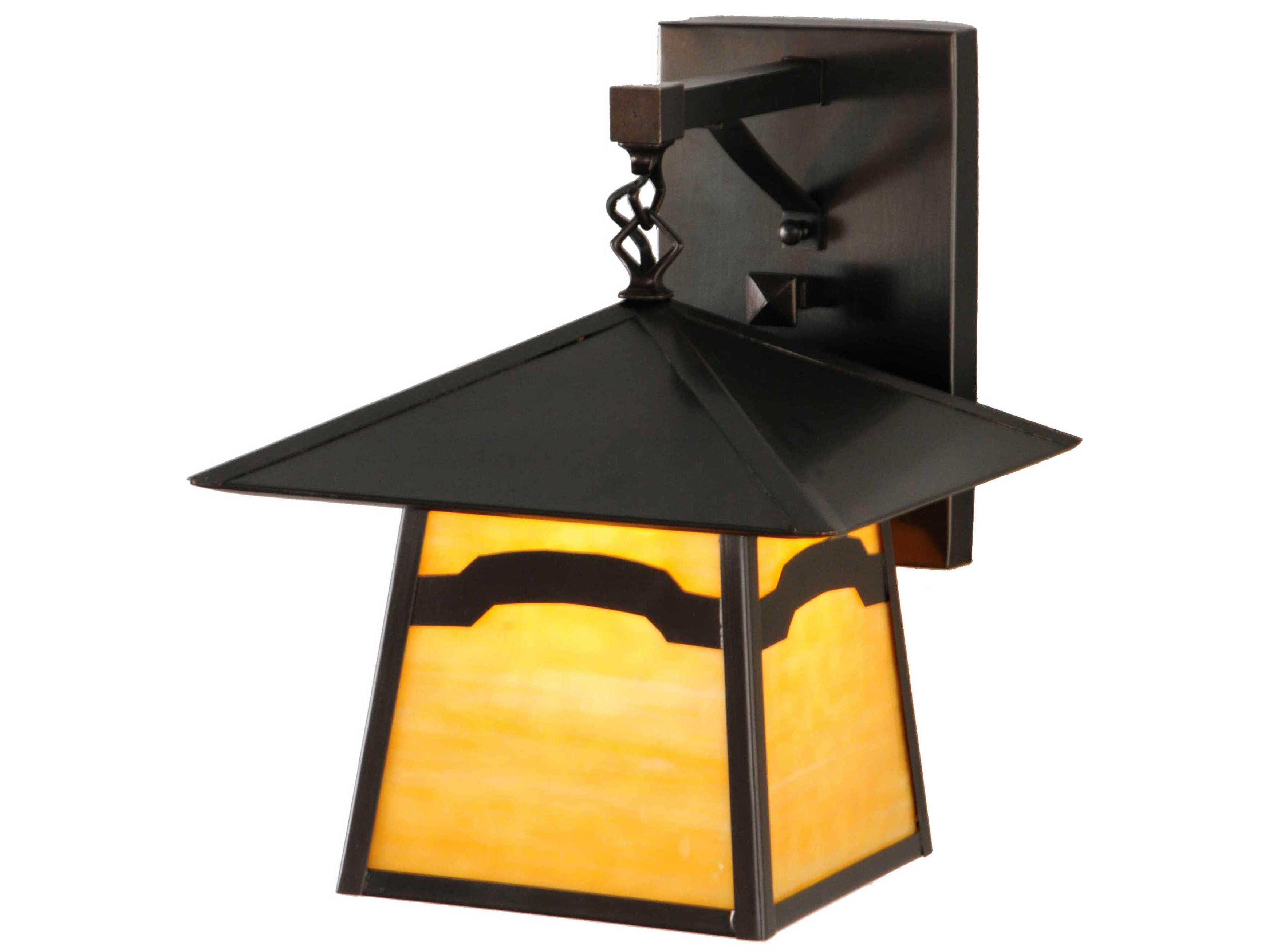 Meyda Stillwater 1-Light Craftsman Brown Glass Wall Sconce