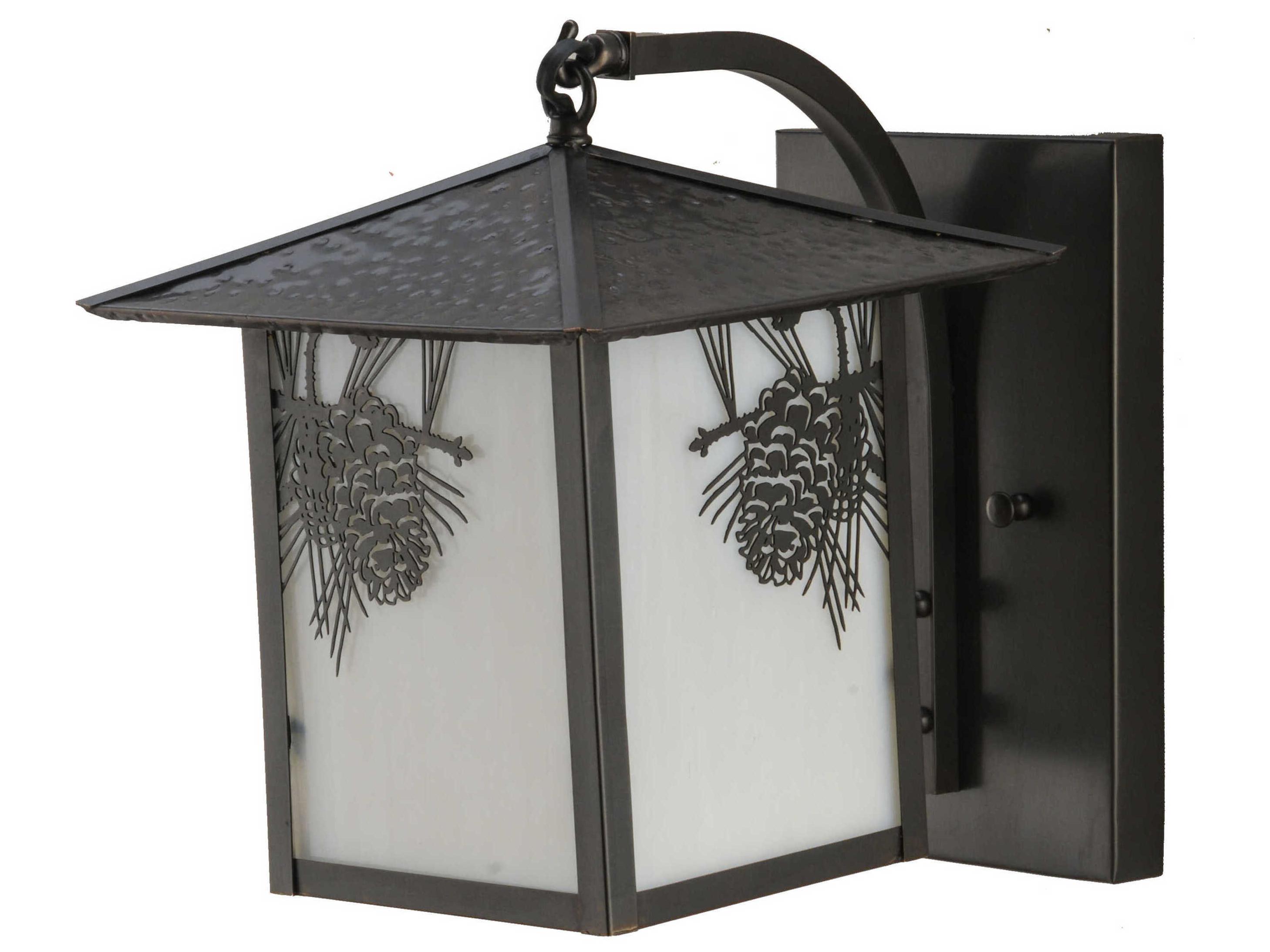 Meyda Seneca Winter Pine Craftsman Brown Glass Wall Sconce