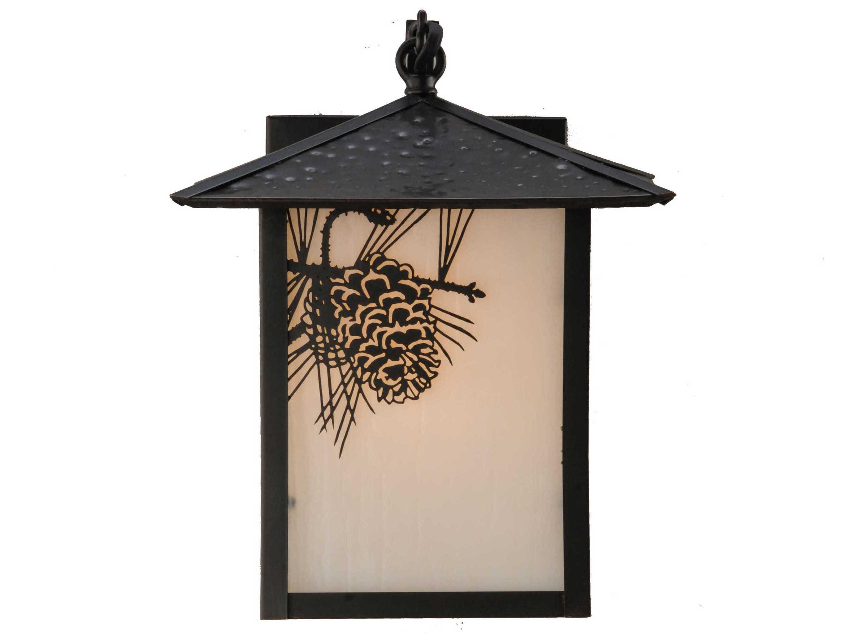 Meyda Seneca Winter Pine Craftsman Brown Glass Wall Sconce