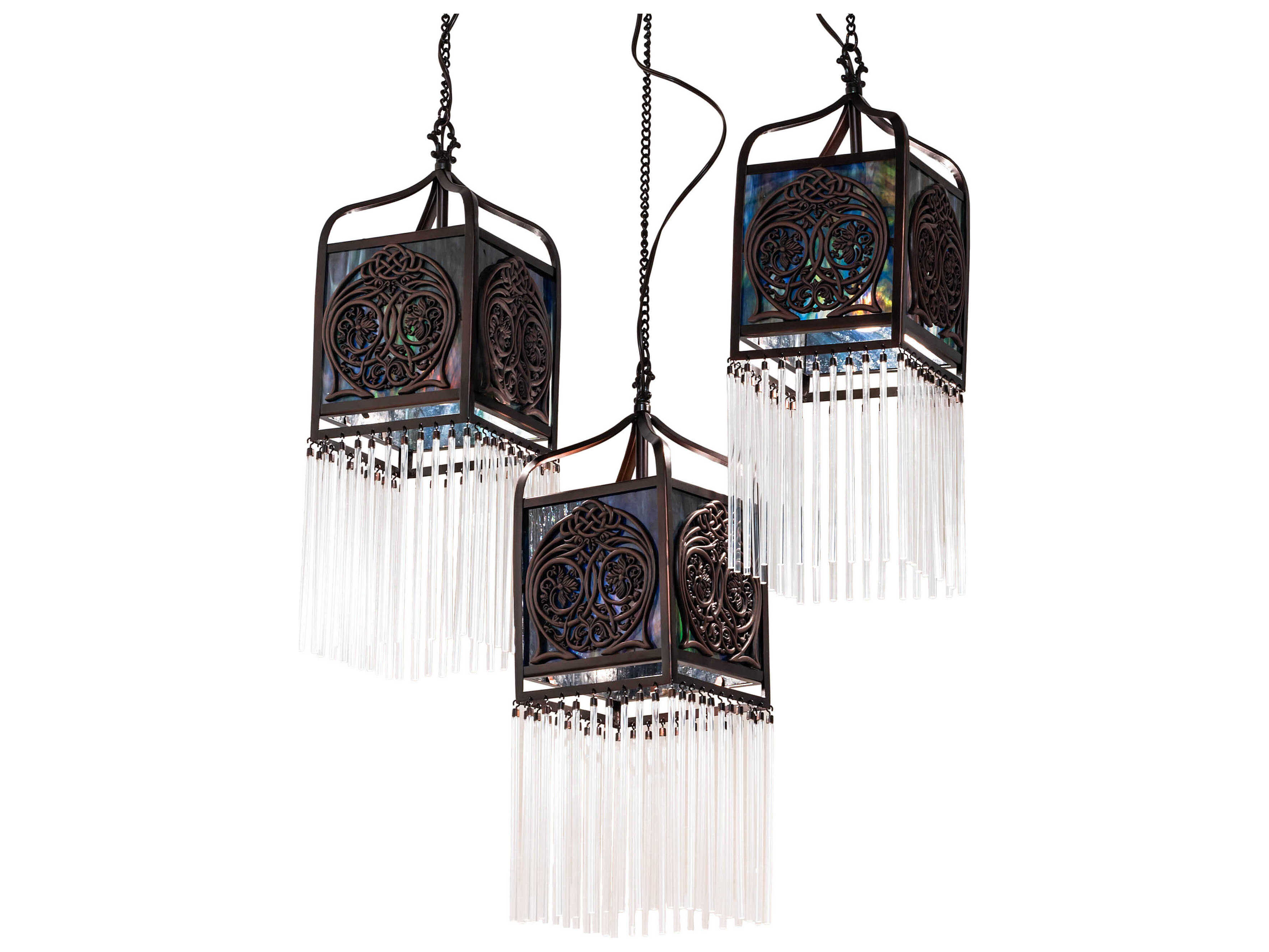 Meyda Celtic Knot 3-Light Mahogany Bronze Glass Pendant