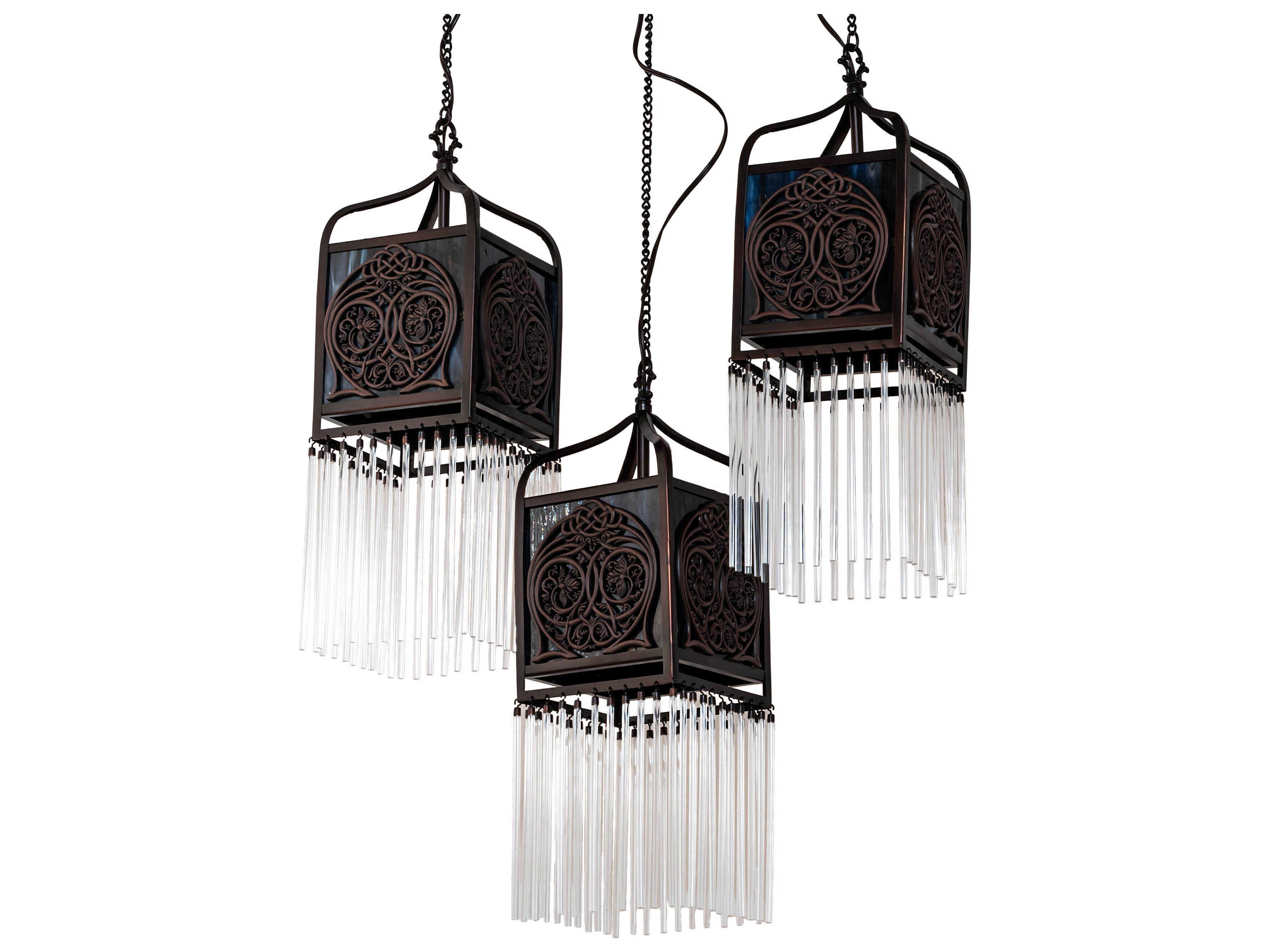 Meyda Celtic Knot 3-Light Mahogany Bronze Glass Pendant