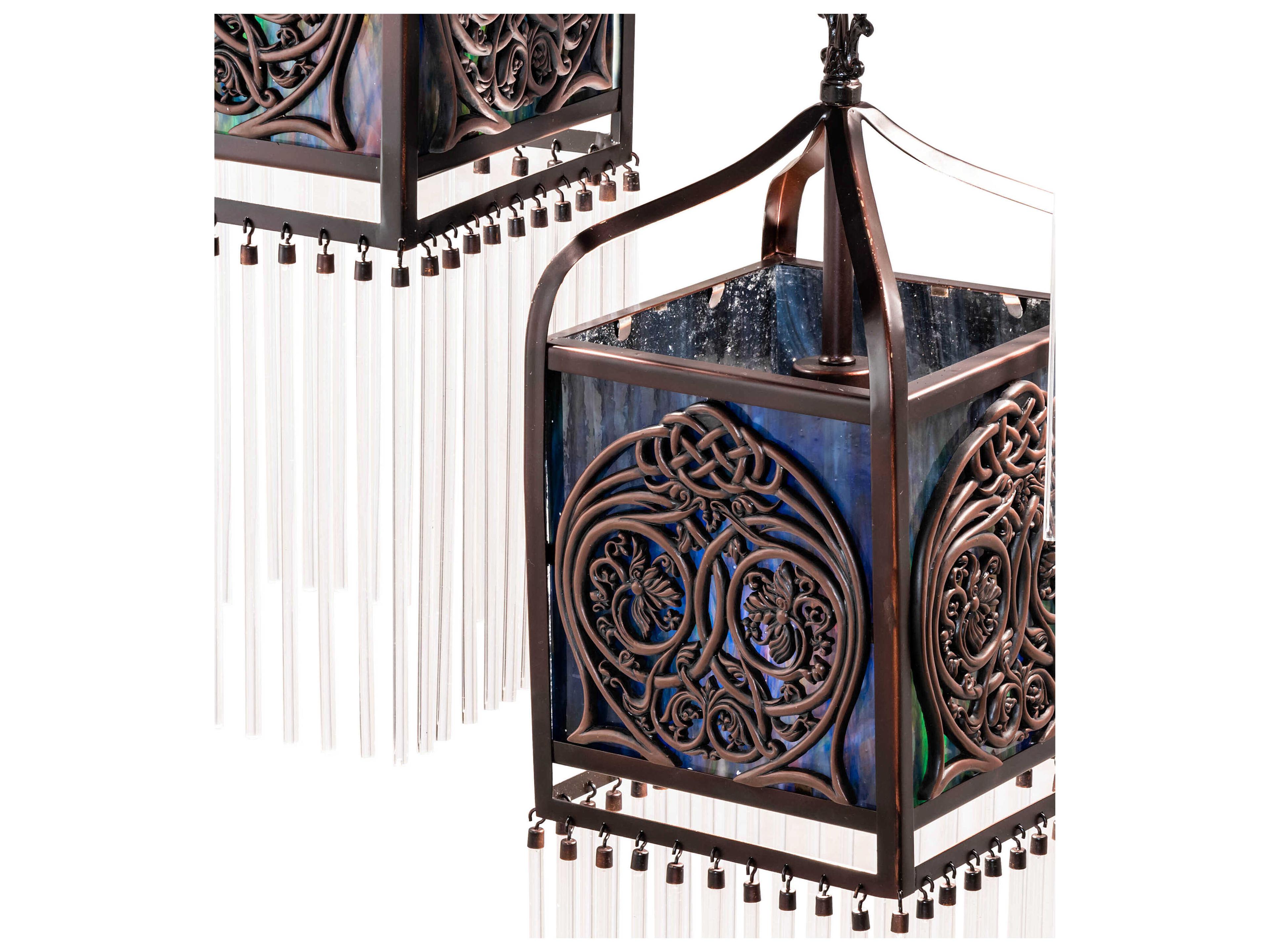 Meyda Celtic Knot 3-Light Mahogany Bronze Glass Pendant