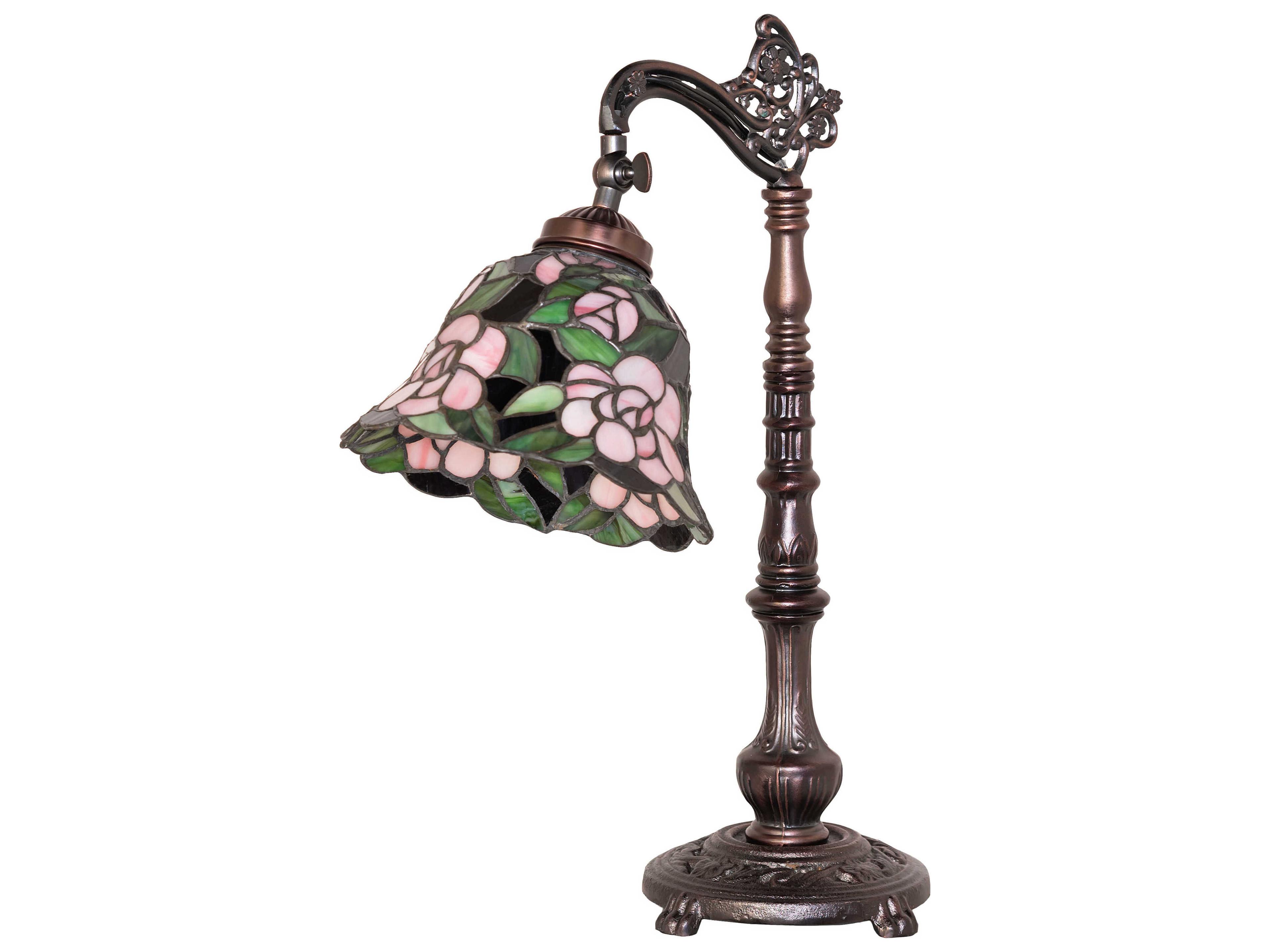 Meyda Begonia Mahogany Bronze Desk Lamp