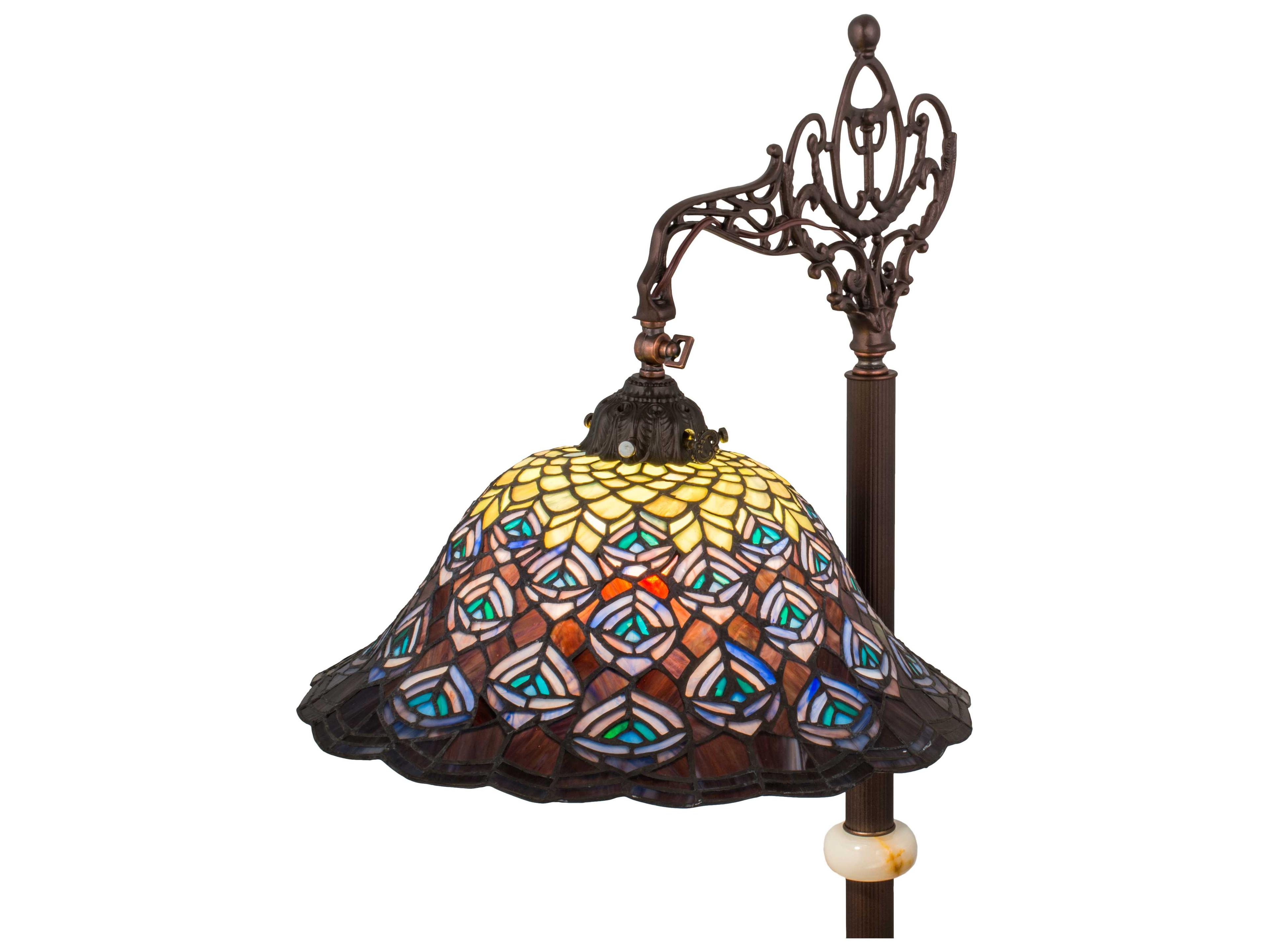 Meyda Lighting Tiffany Peacock Feather Green blue Purple Aqua green Floor Lamp