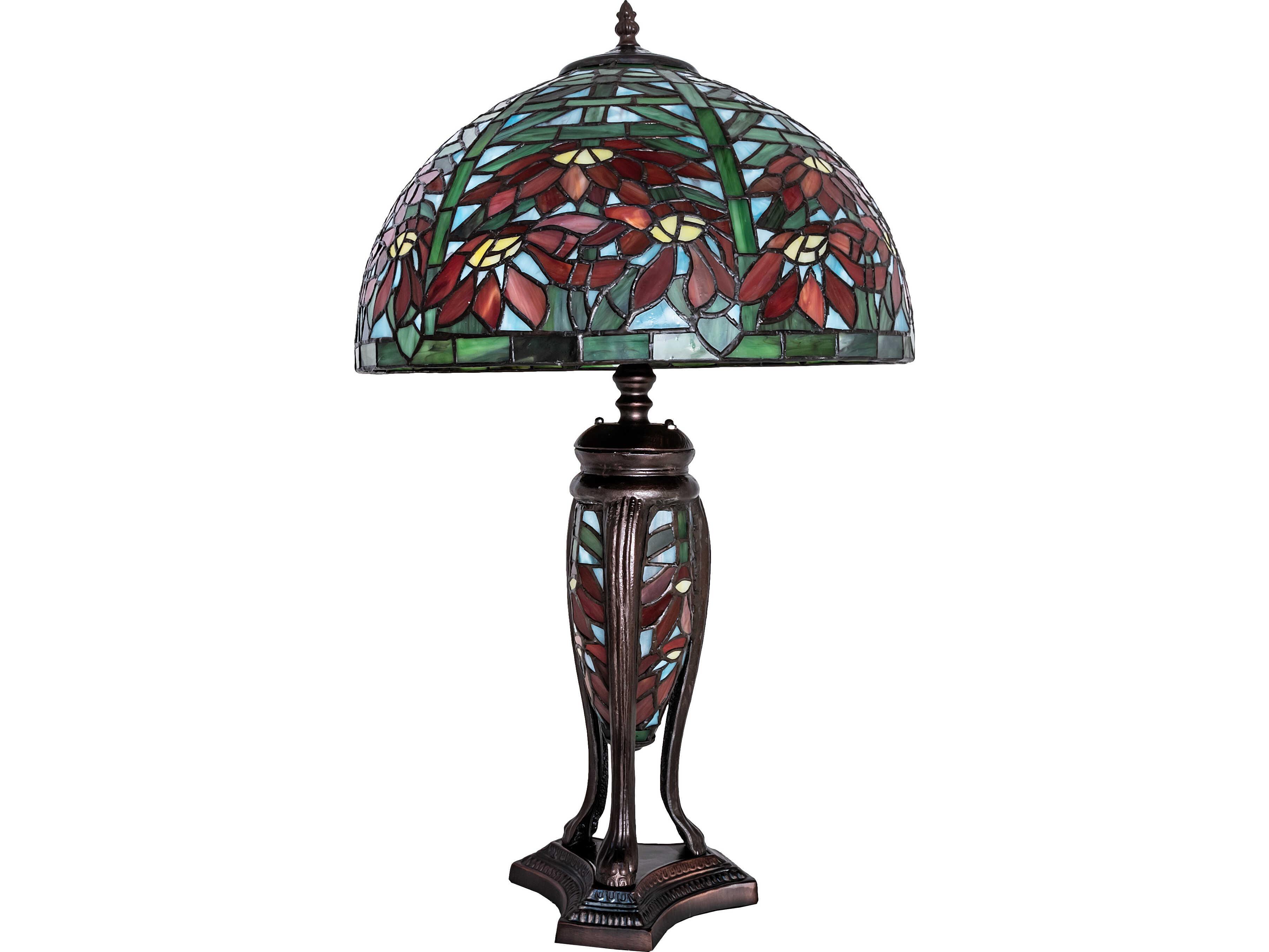 Meyda Tiffany Poinsettia Brown Traditional Table Lamp