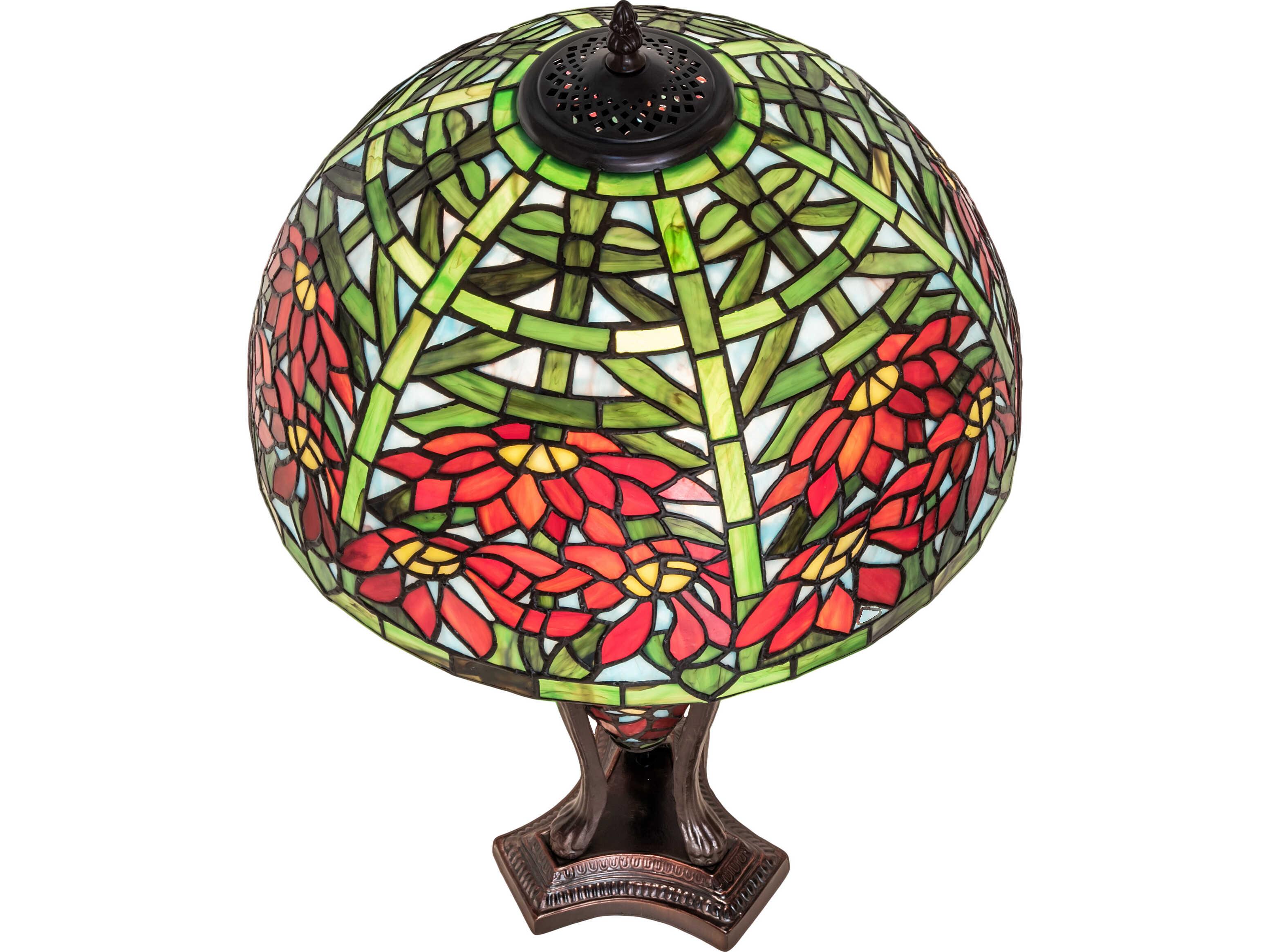 Meyda Tiffany Poinsettia Brown Traditional Table Lamp