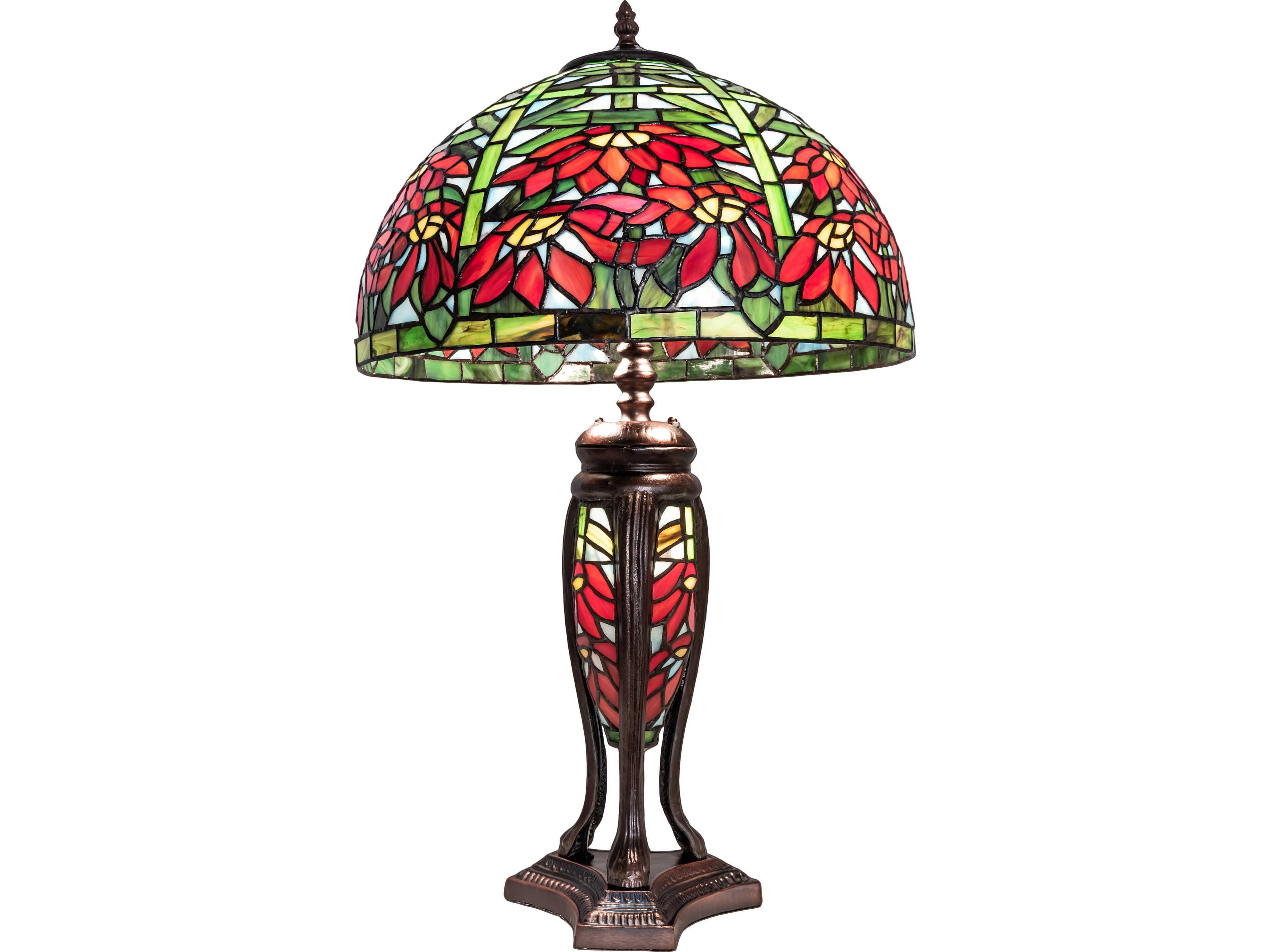 Meyda Tiffany Poinsettia Brown Traditional Table Lamp