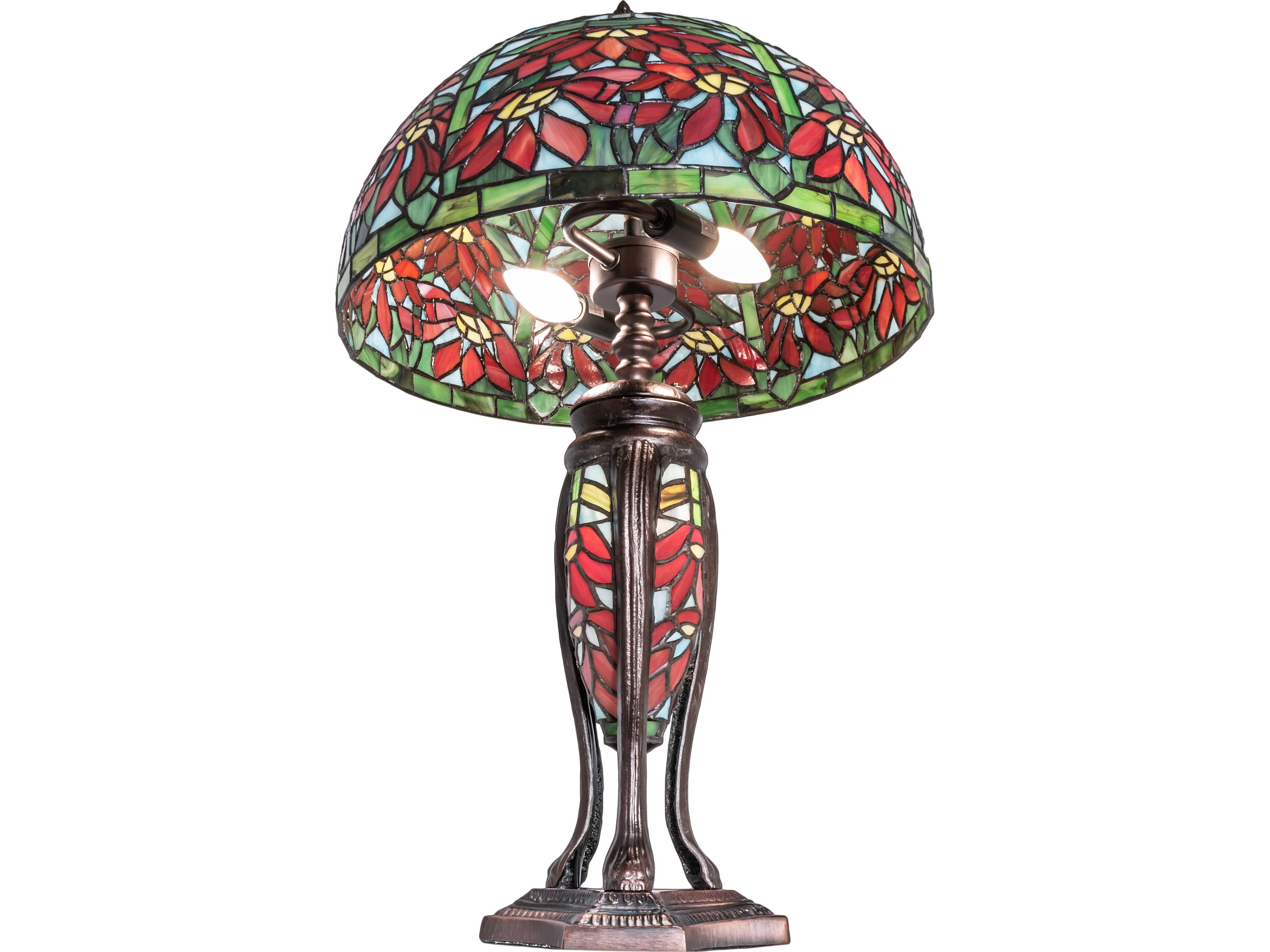 Meyda Tiffany Poinsettia Brown Traditional Table Lamp