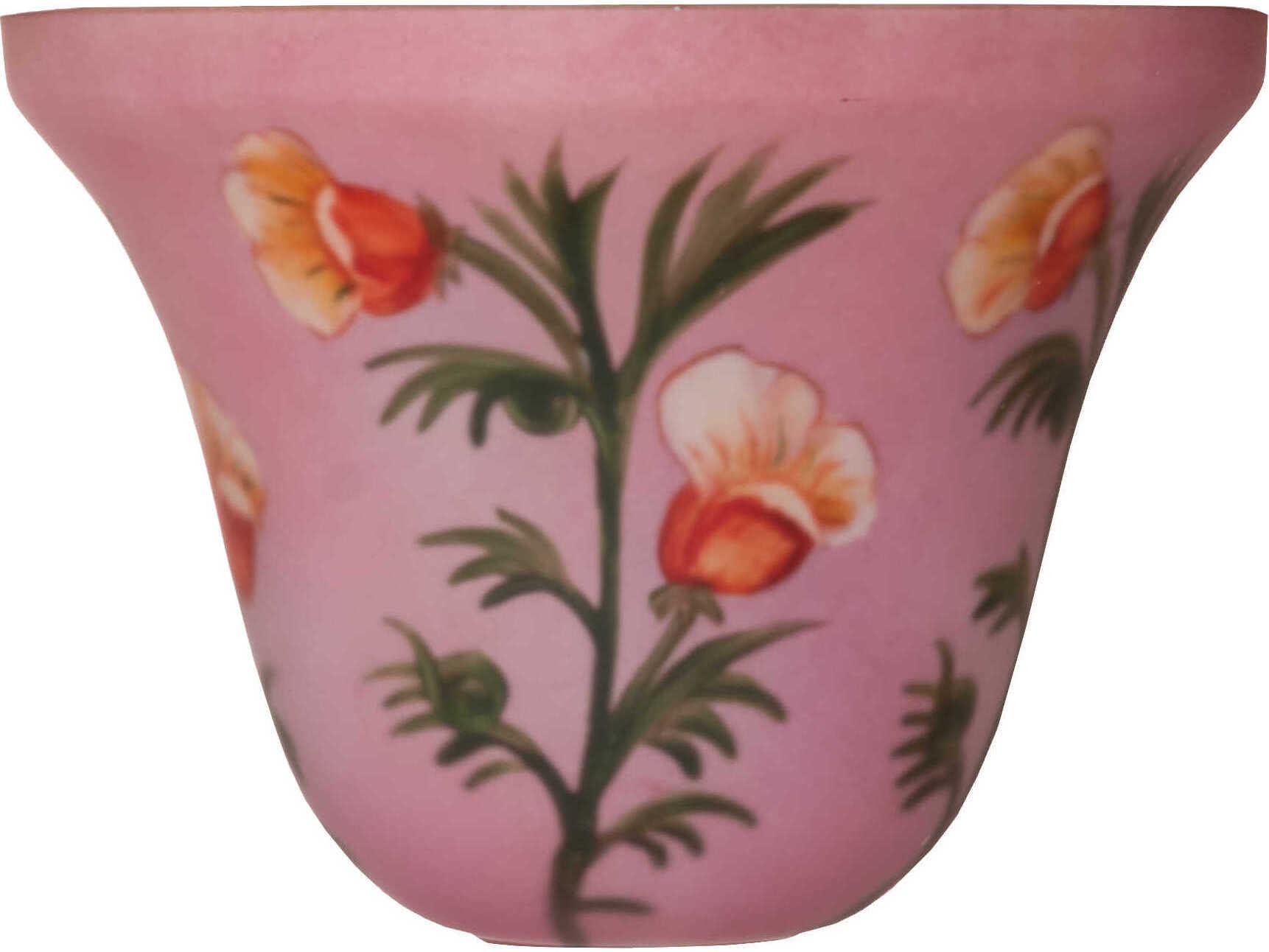 Meyda Bell Flower Hand Painted Fushia Glass Shade